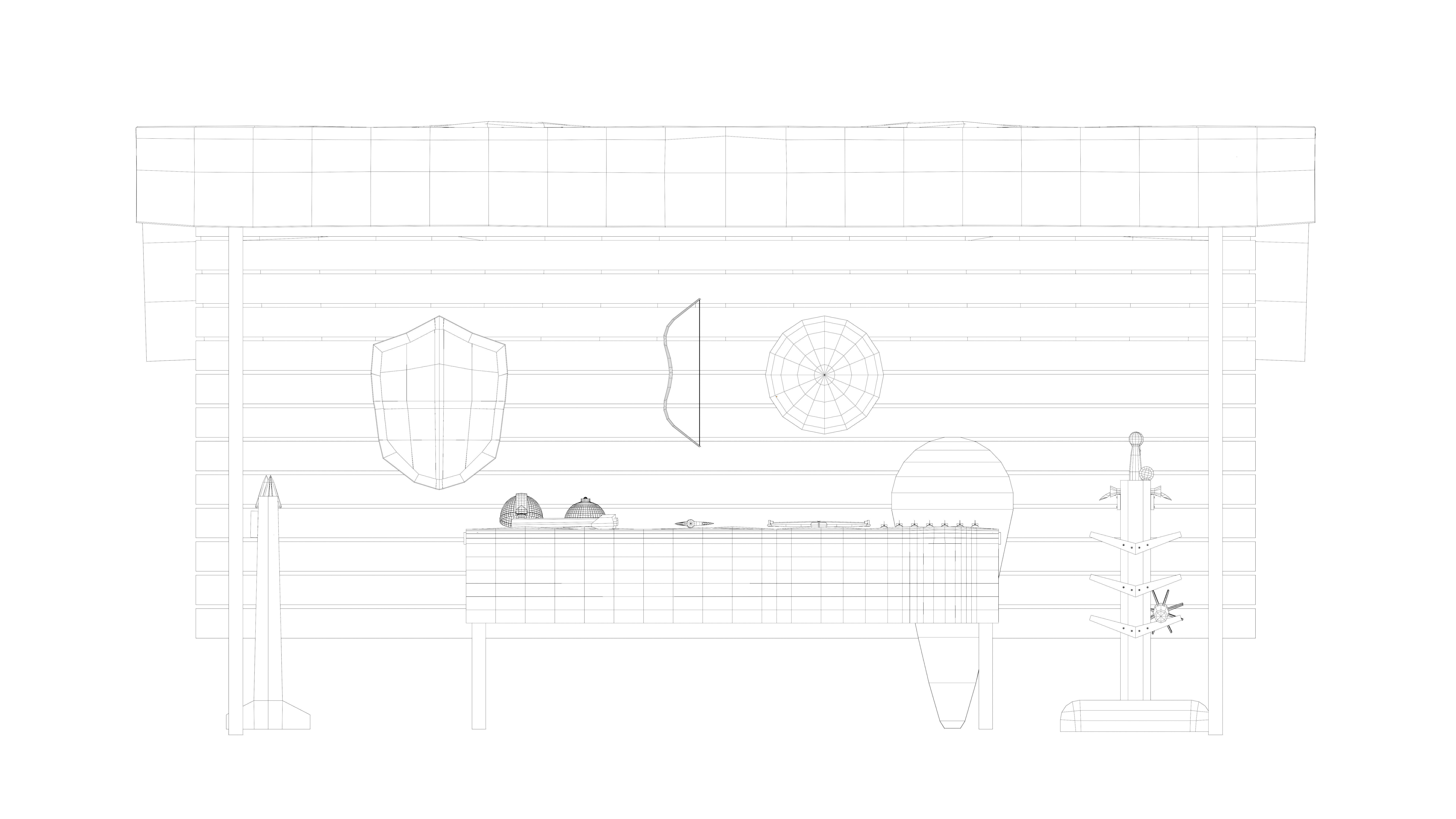 Stylized medieval weapons market Low-poly 3D model_7