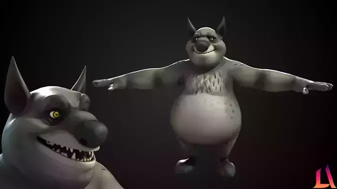 Game-Ready Stylized Black Wolf Low-poly 3D model