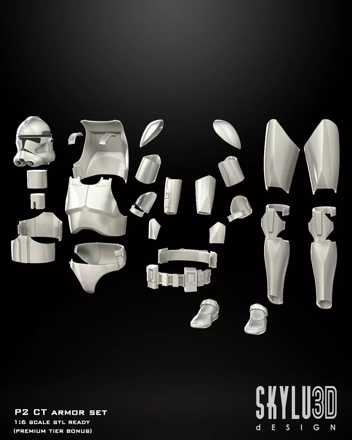 One6 Scale Phase 2 Clone Trooper Armor 3d Print STL files 3D print model_0