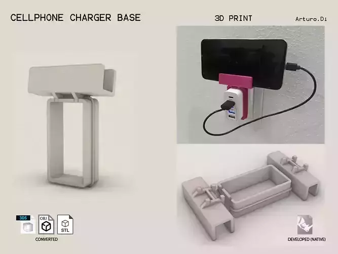 Cellphone charger base 3D print model