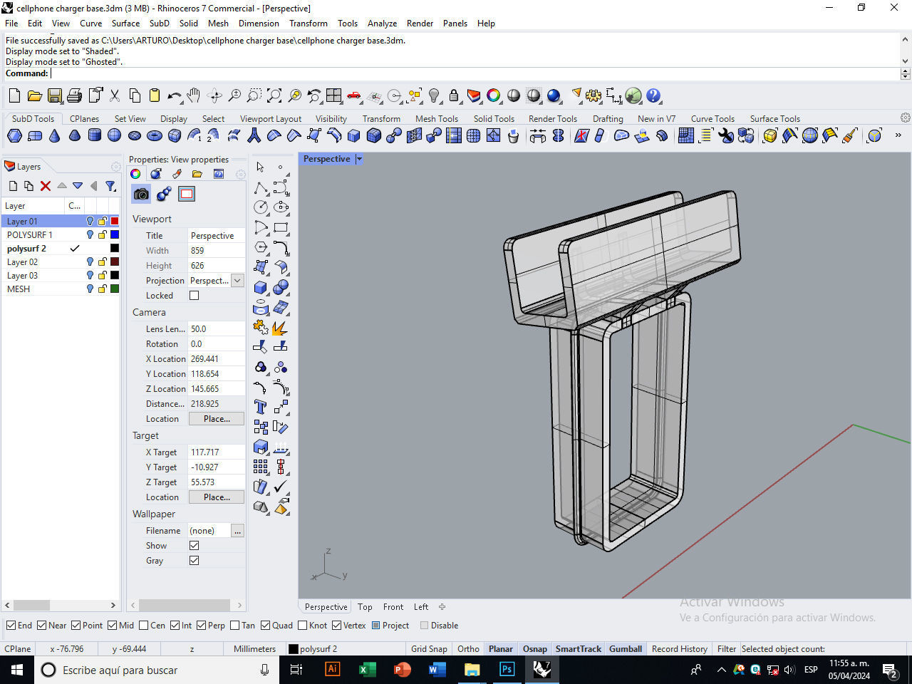 Cellphone charger base 3D print model_6