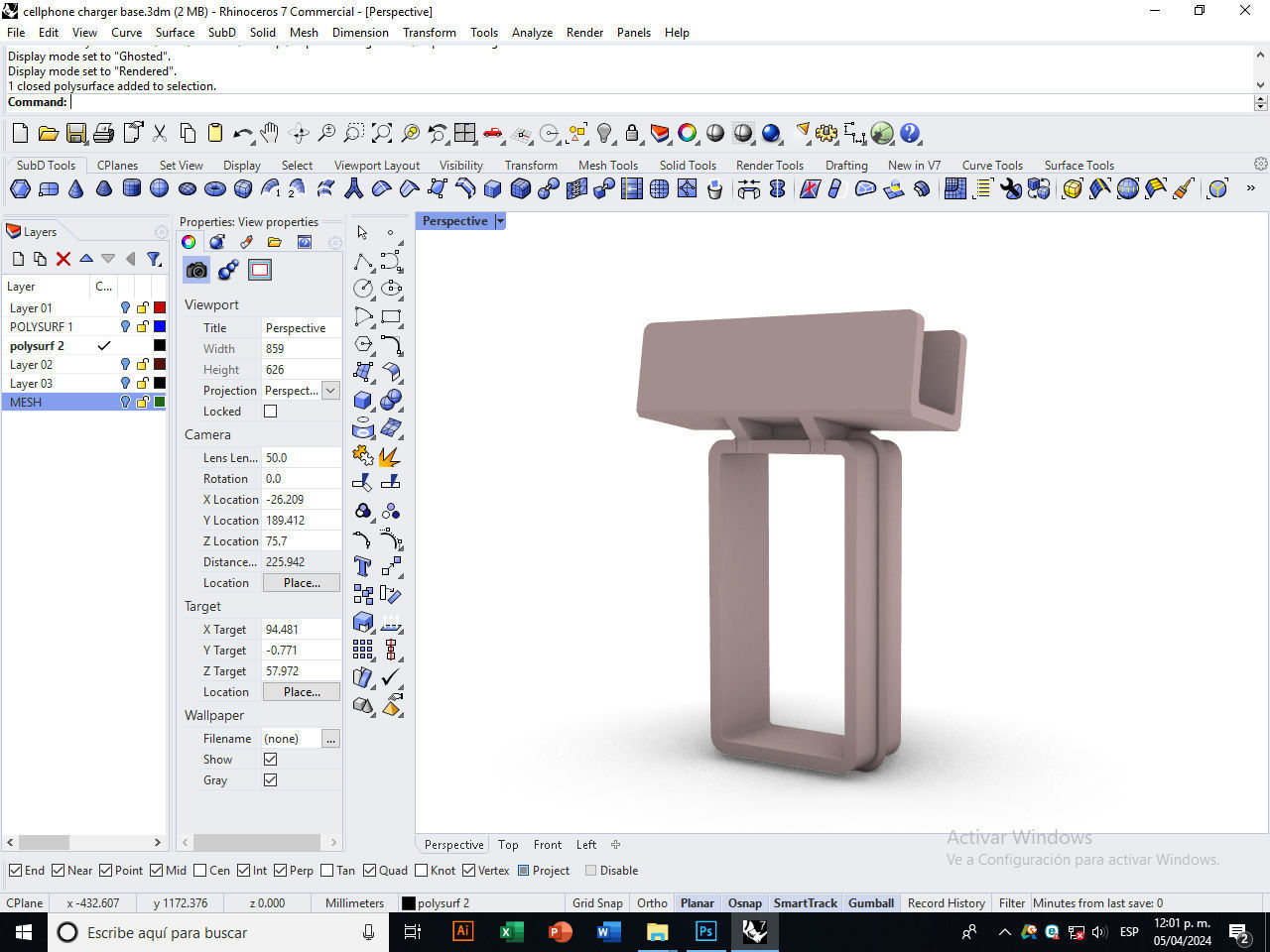 Cellphone charger base 3D print model_4