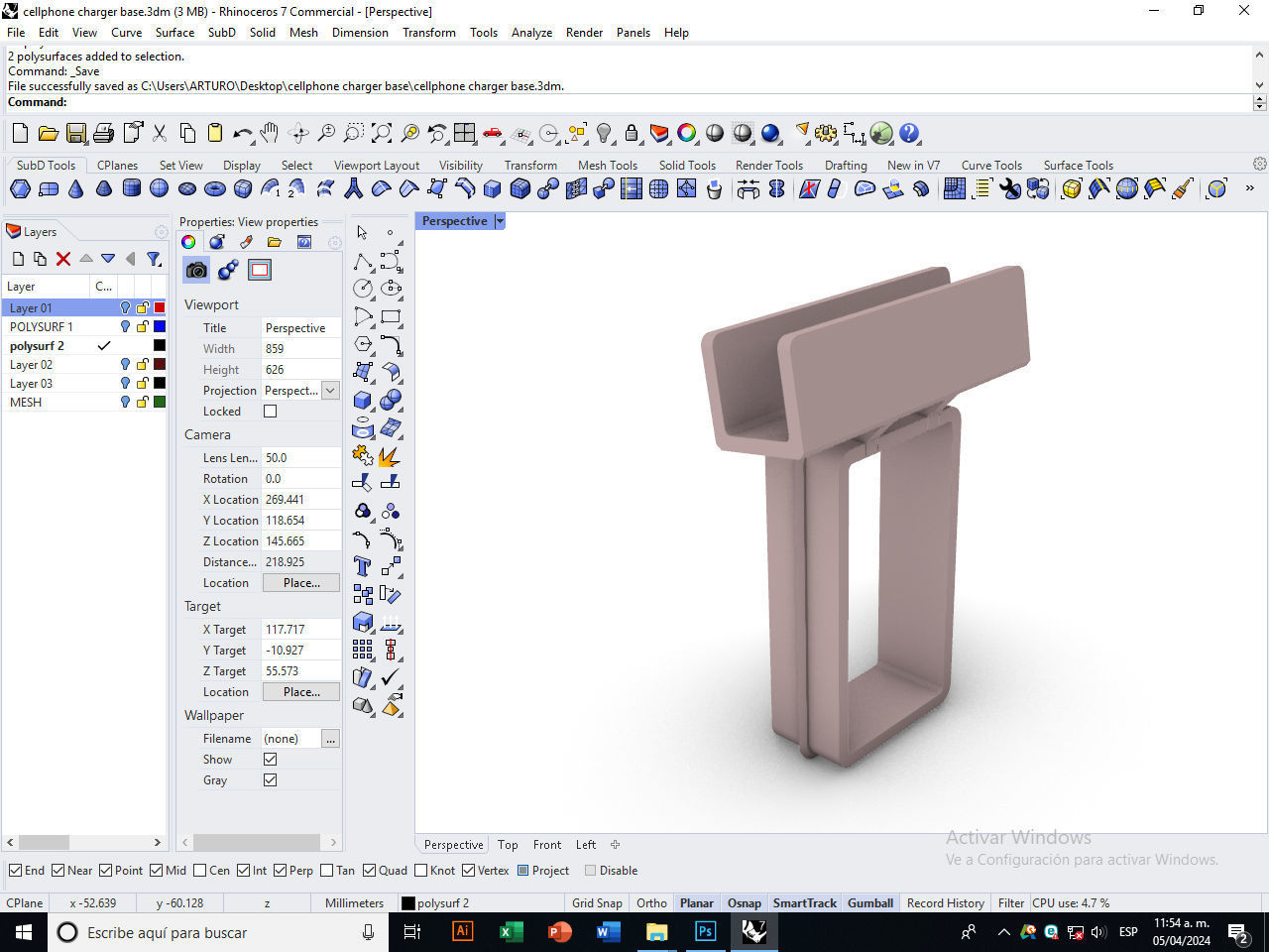 Cellphone charger base 3D print model_8