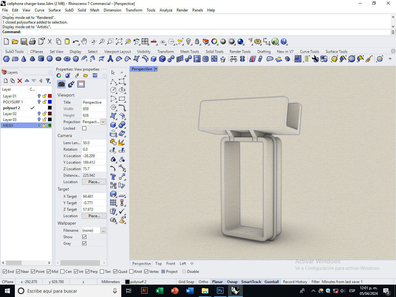 Cellphone charger base 3D print model_5