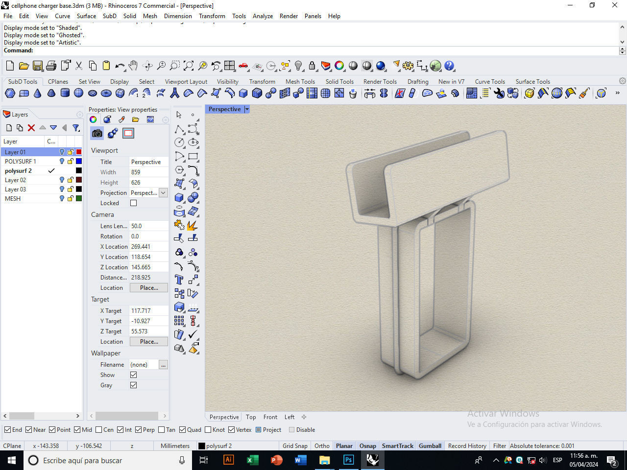 Cellphone charger base 3D print model_7