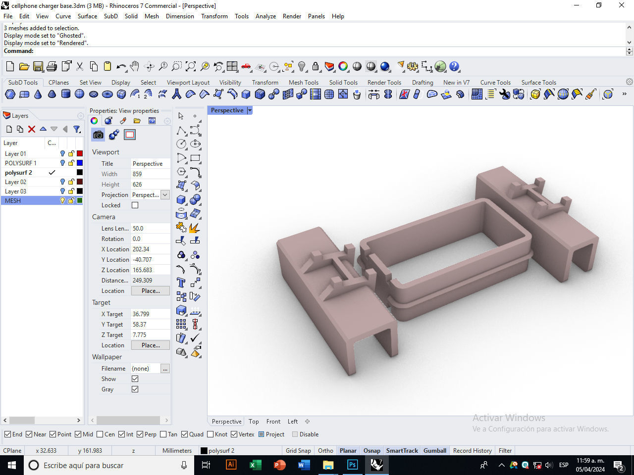 Cellphone charger base 3D print model_13
