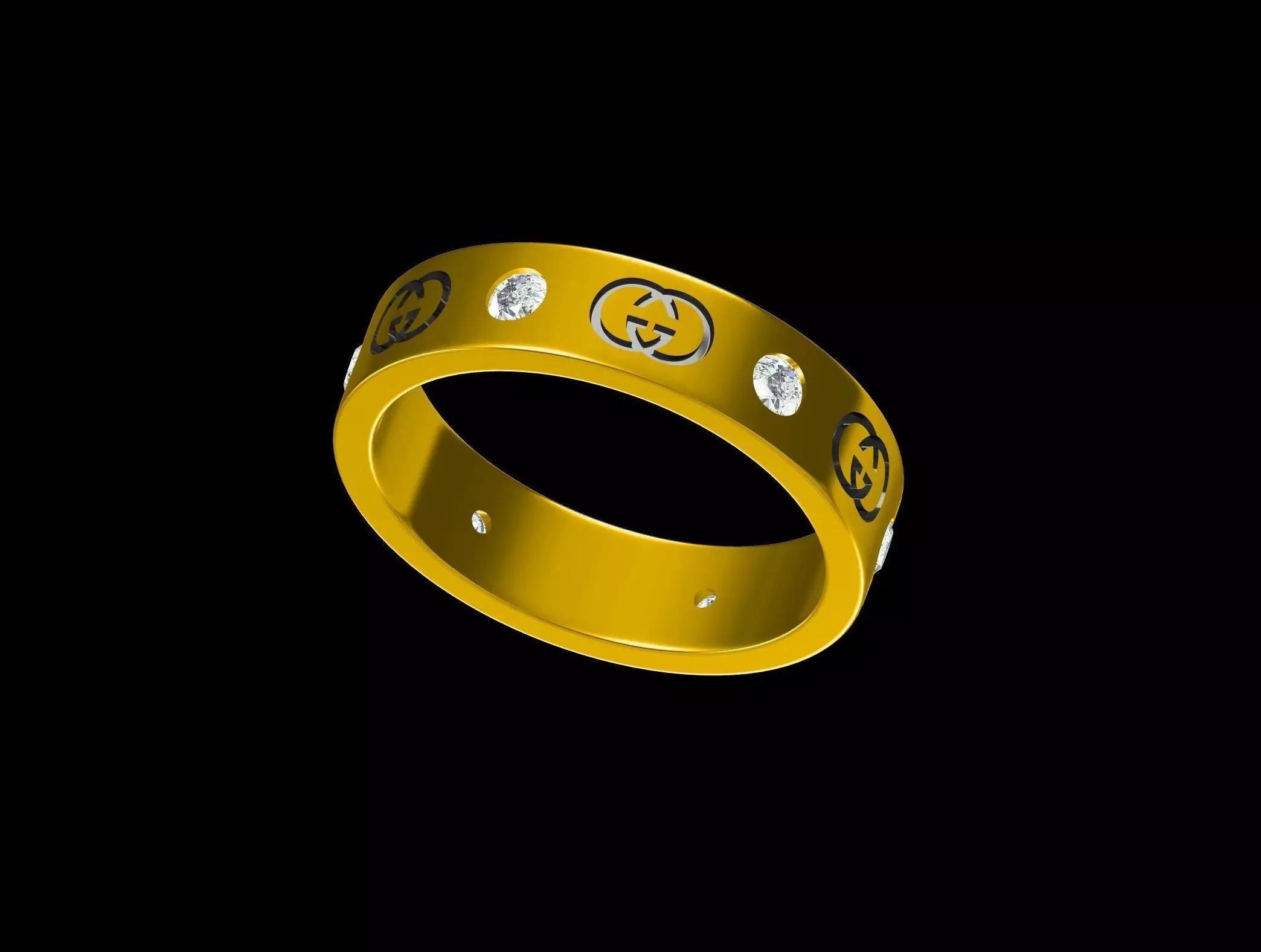 Gucci Ring Band Gold Free 3D model