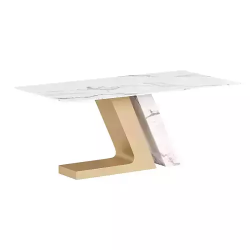 White Dining Table for 6 Rectangle Sintered Stone