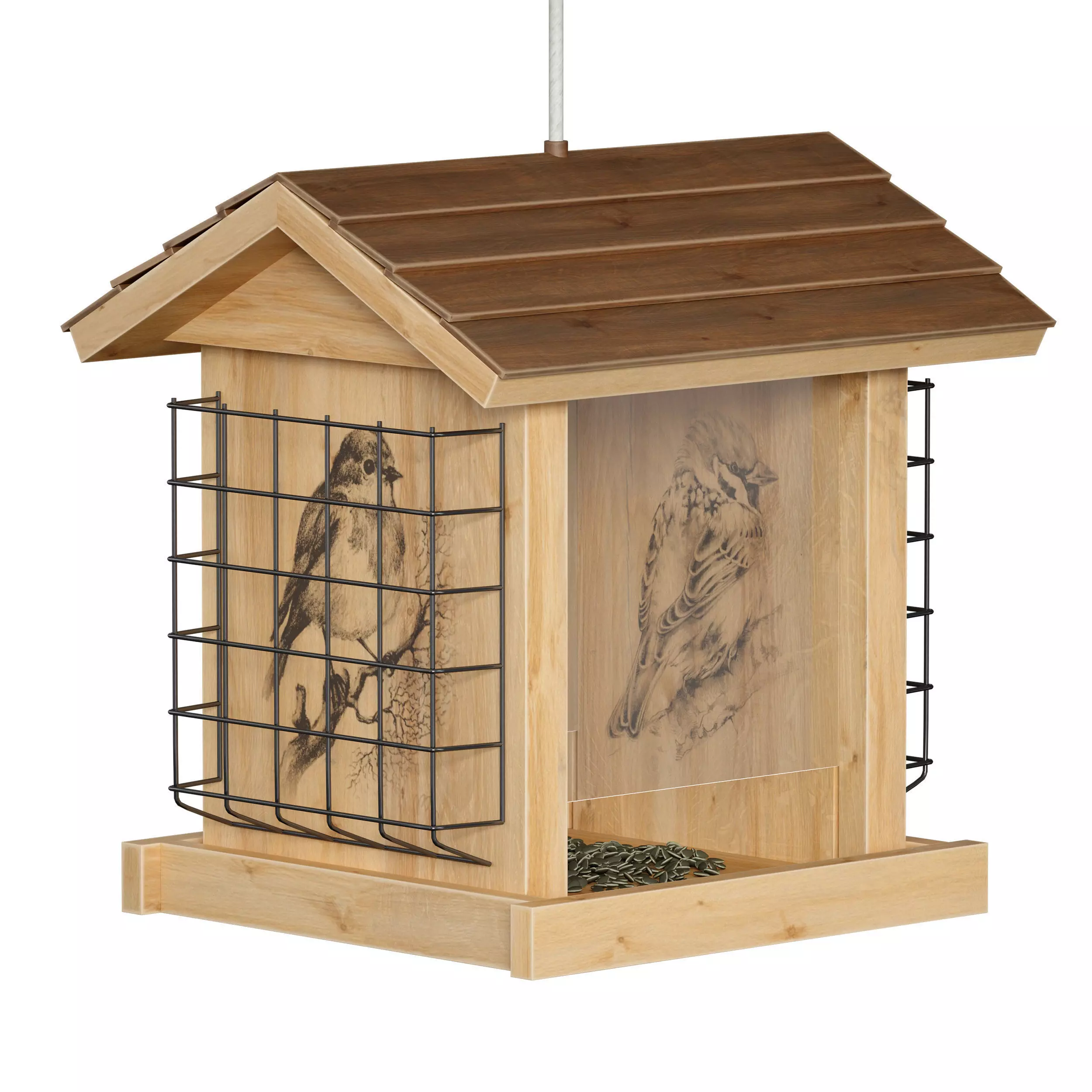 Bird feeder cage birdhouse 3D model_0