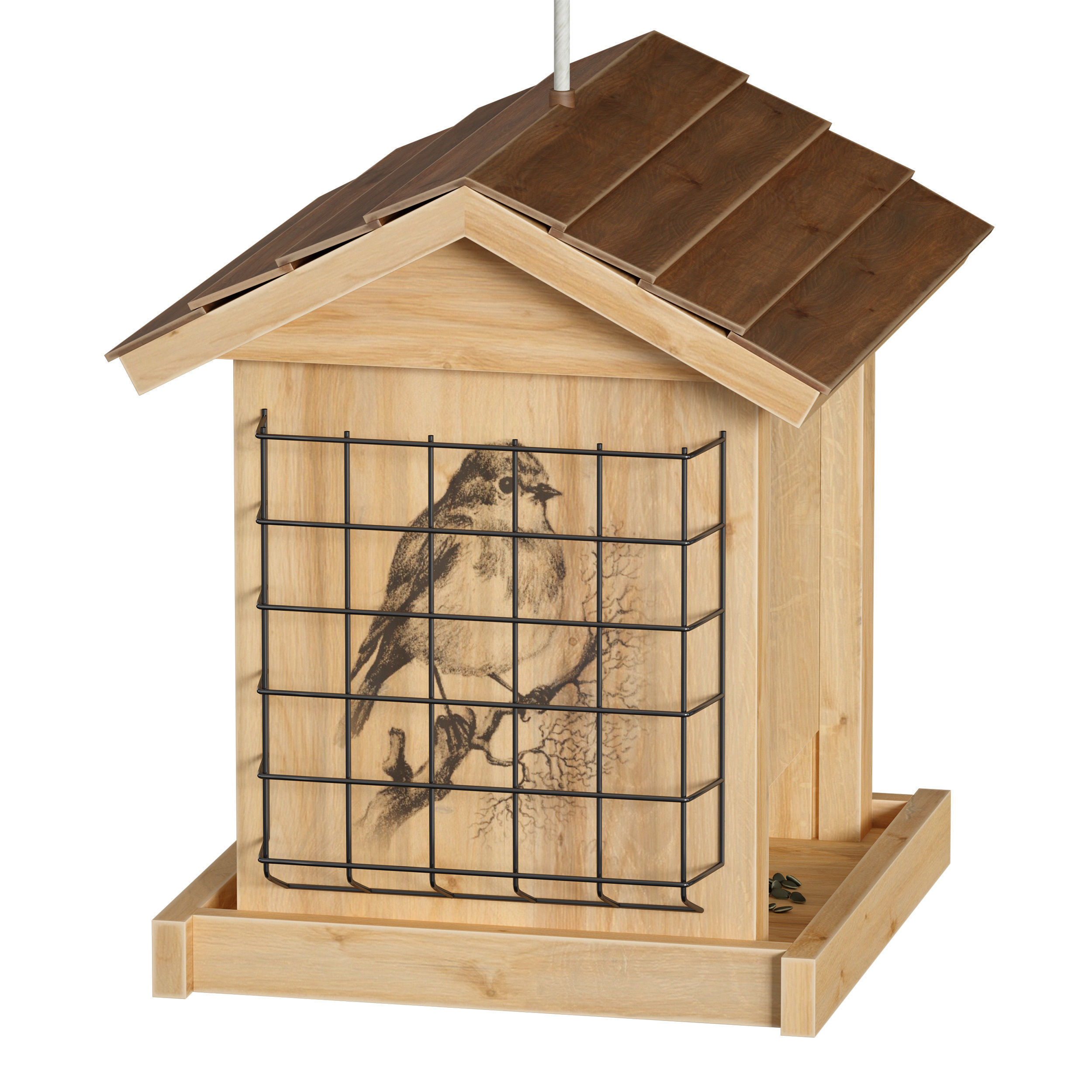 Bird feeder cage birdhouse 3D model_5