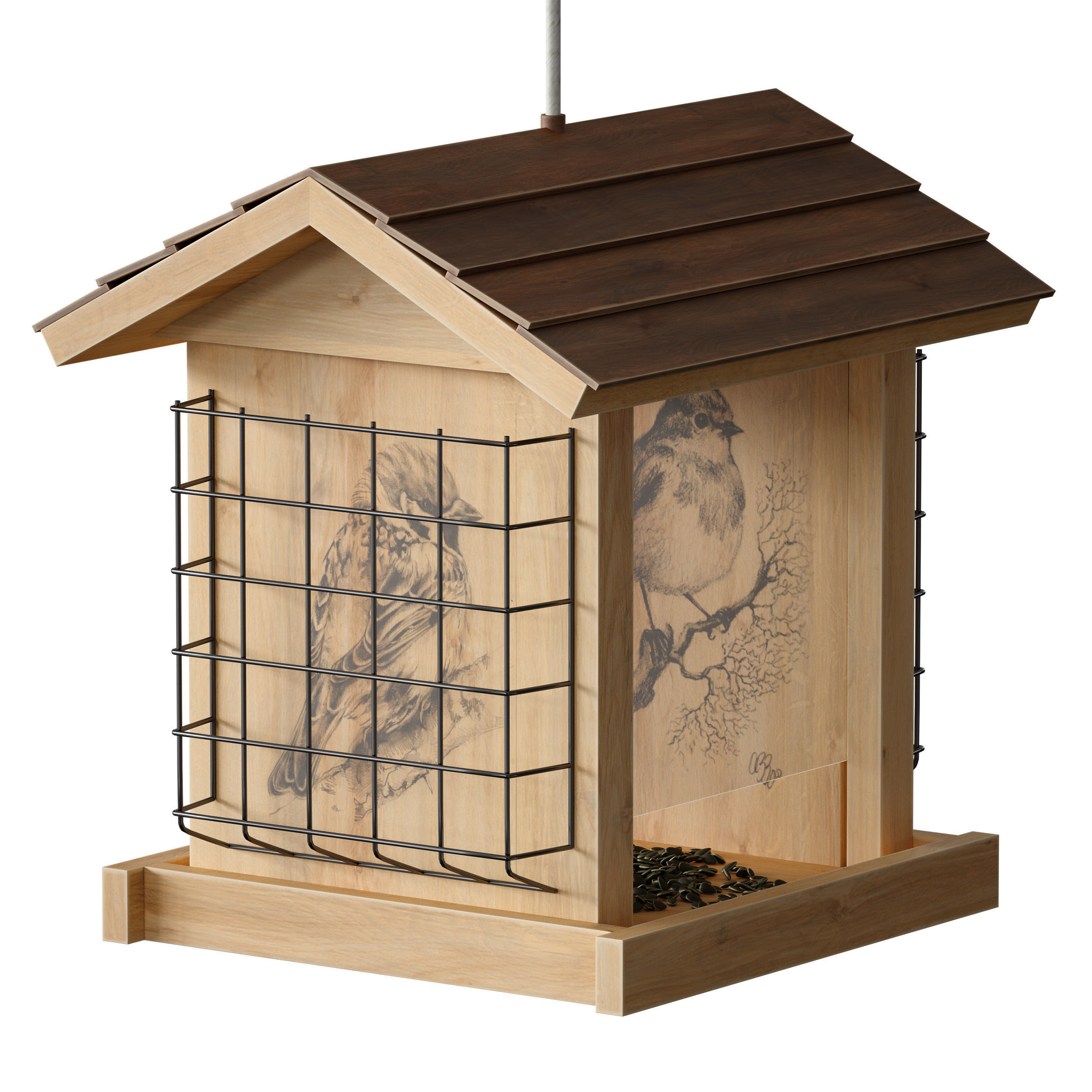 Bird feeder cage birdhouse 3D model_12