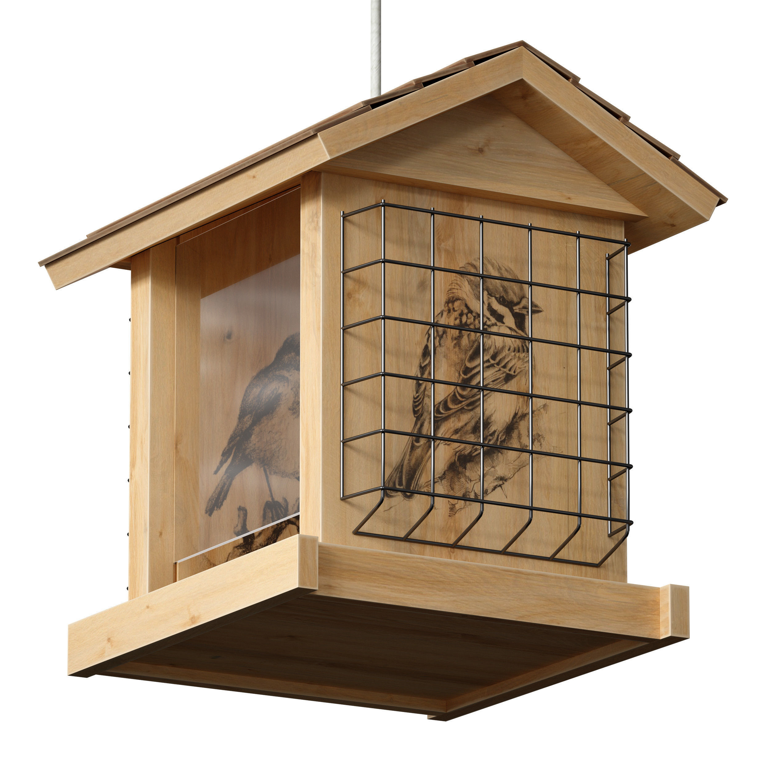 Bird feeder cage birdhouse 3D model_10