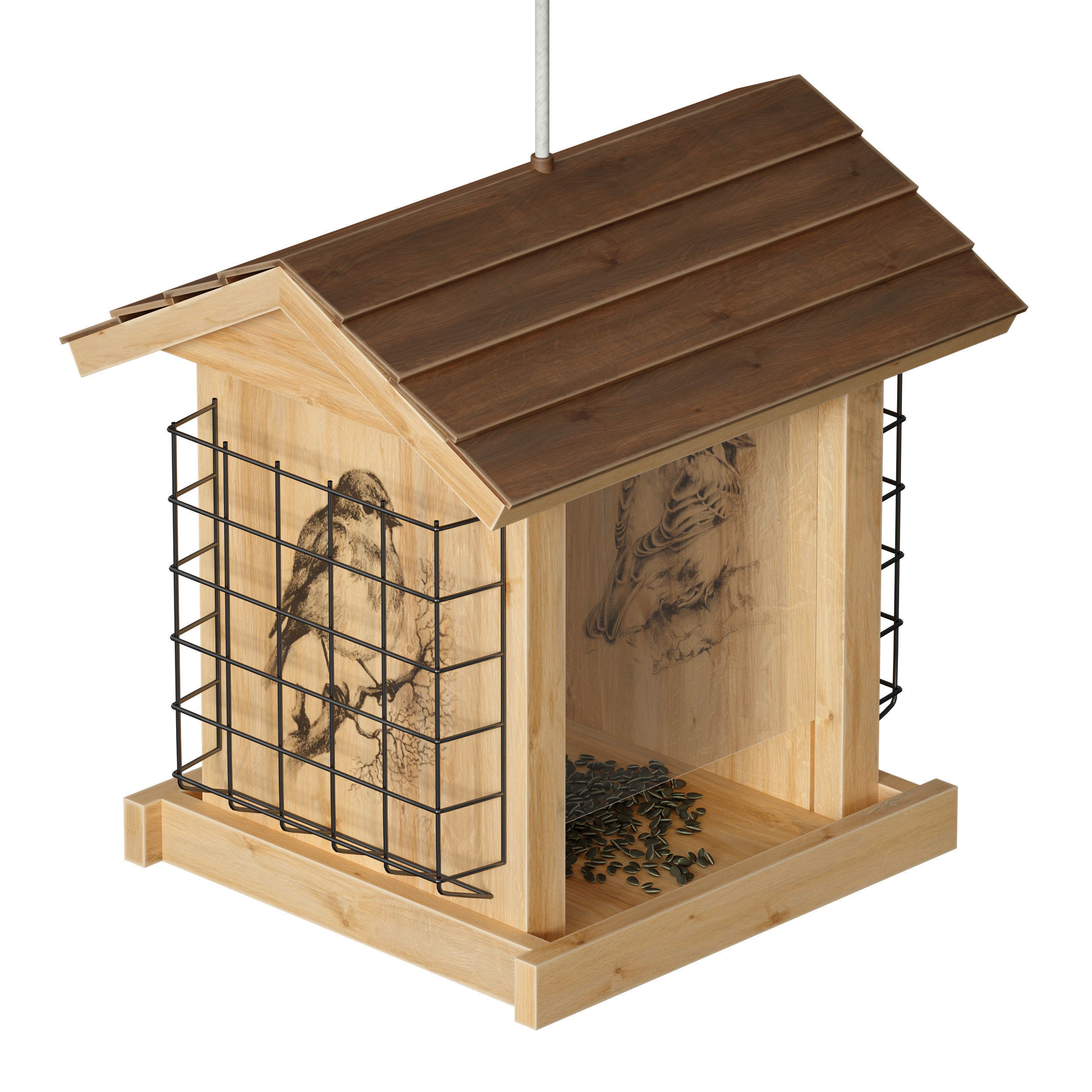 Bird feeder cage birdhouse 3D model_3