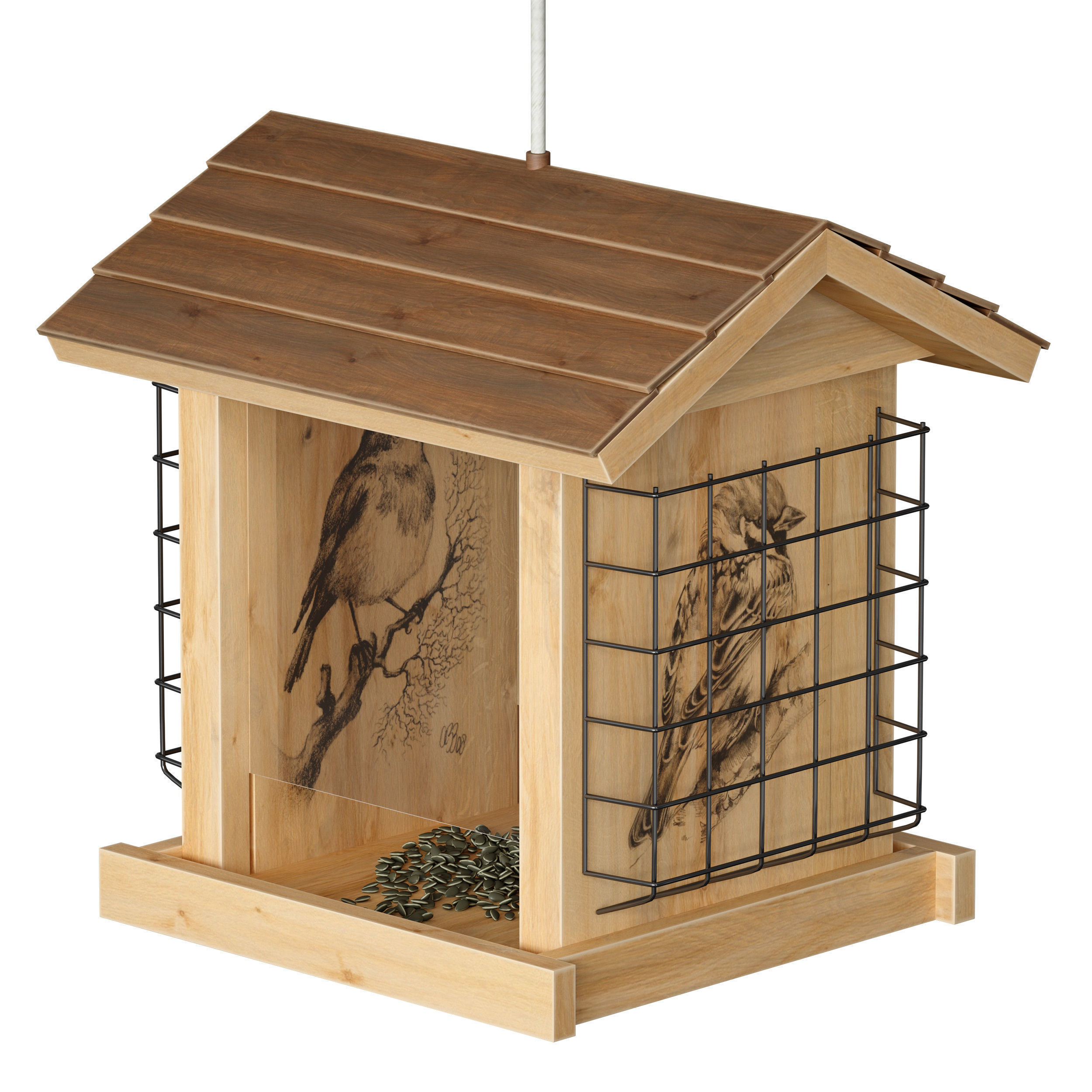 Bird feeder cage birdhouse 3D model_8