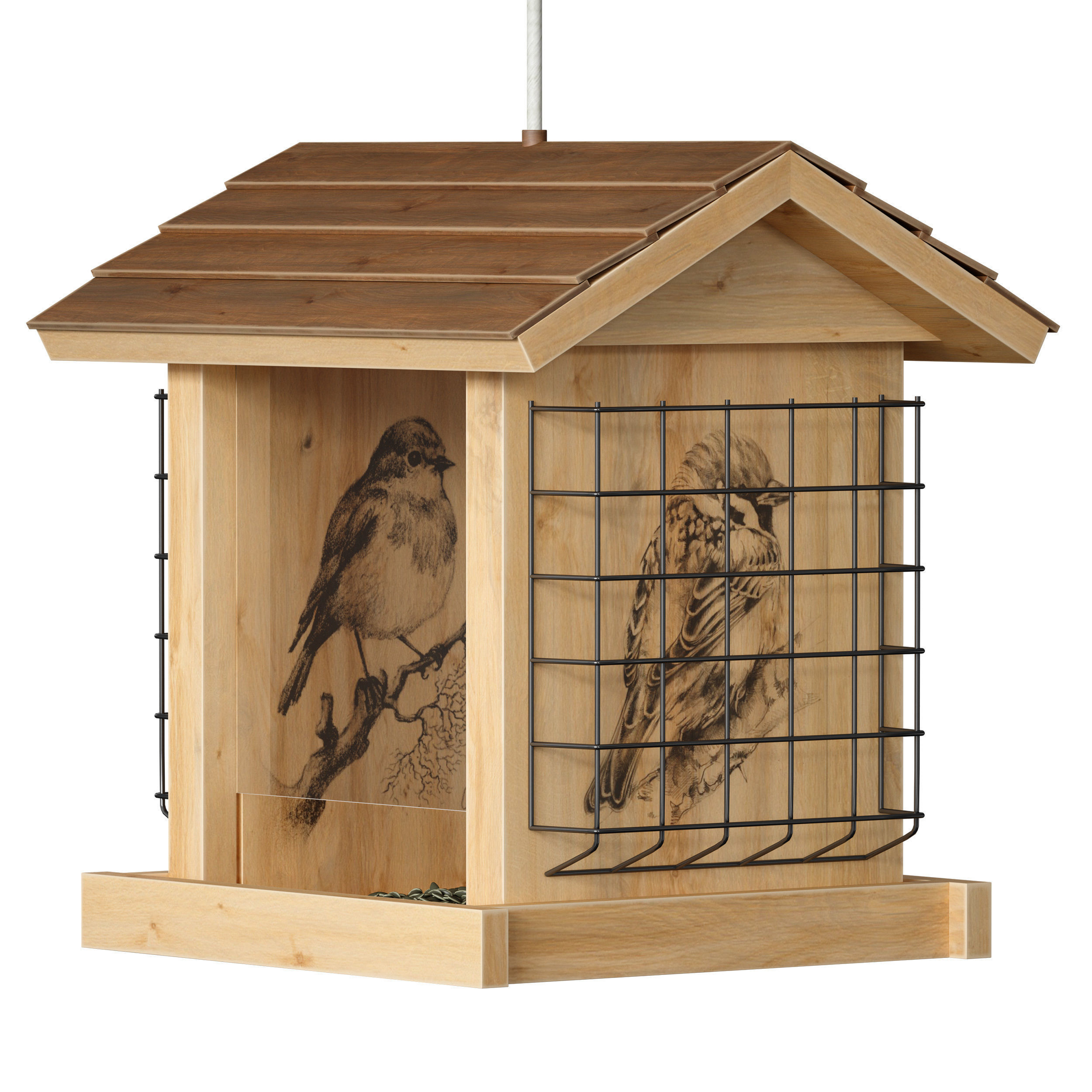 Bird feeder cage birdhouse 3D model_9