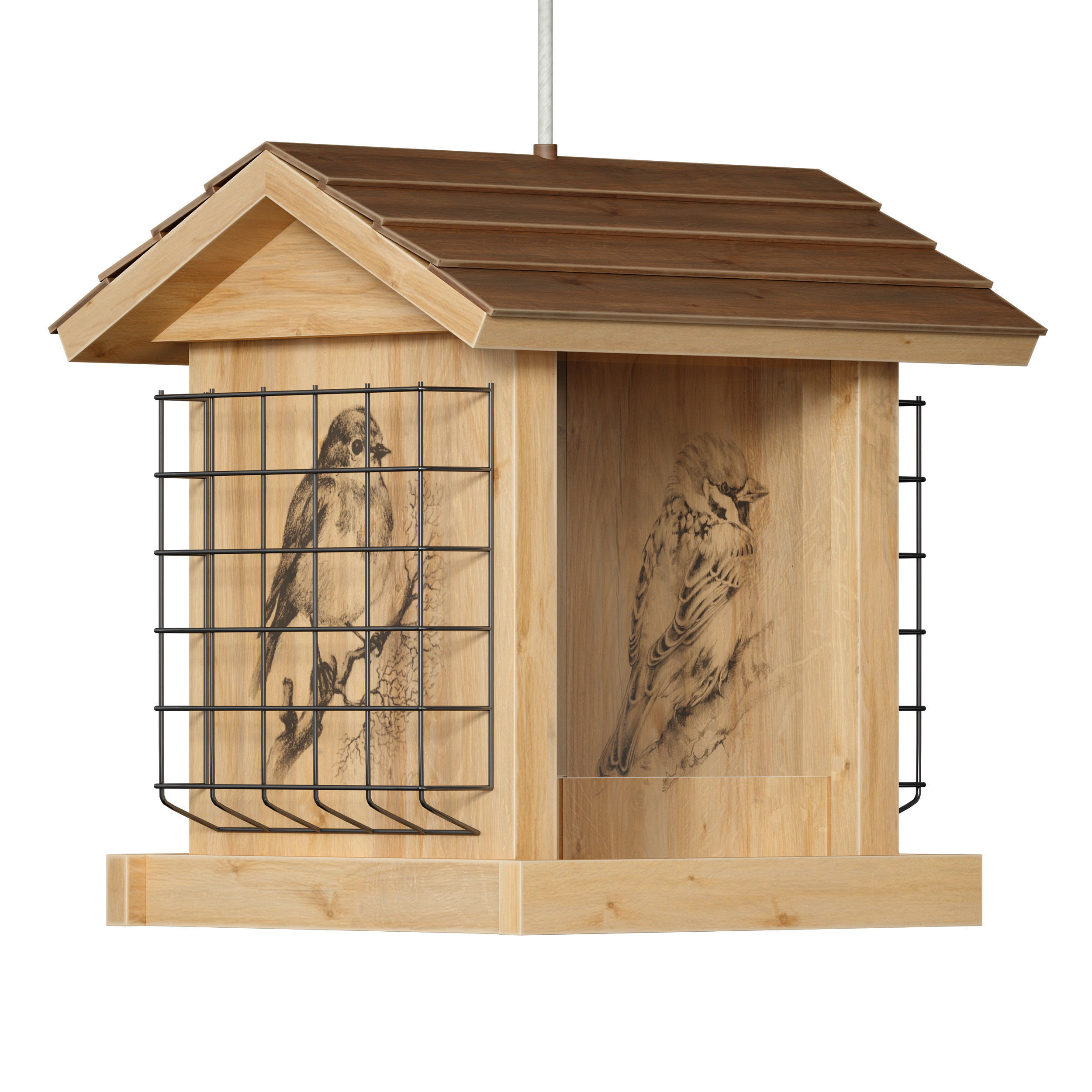 Bird feeder cage birdhouse 3D model_1