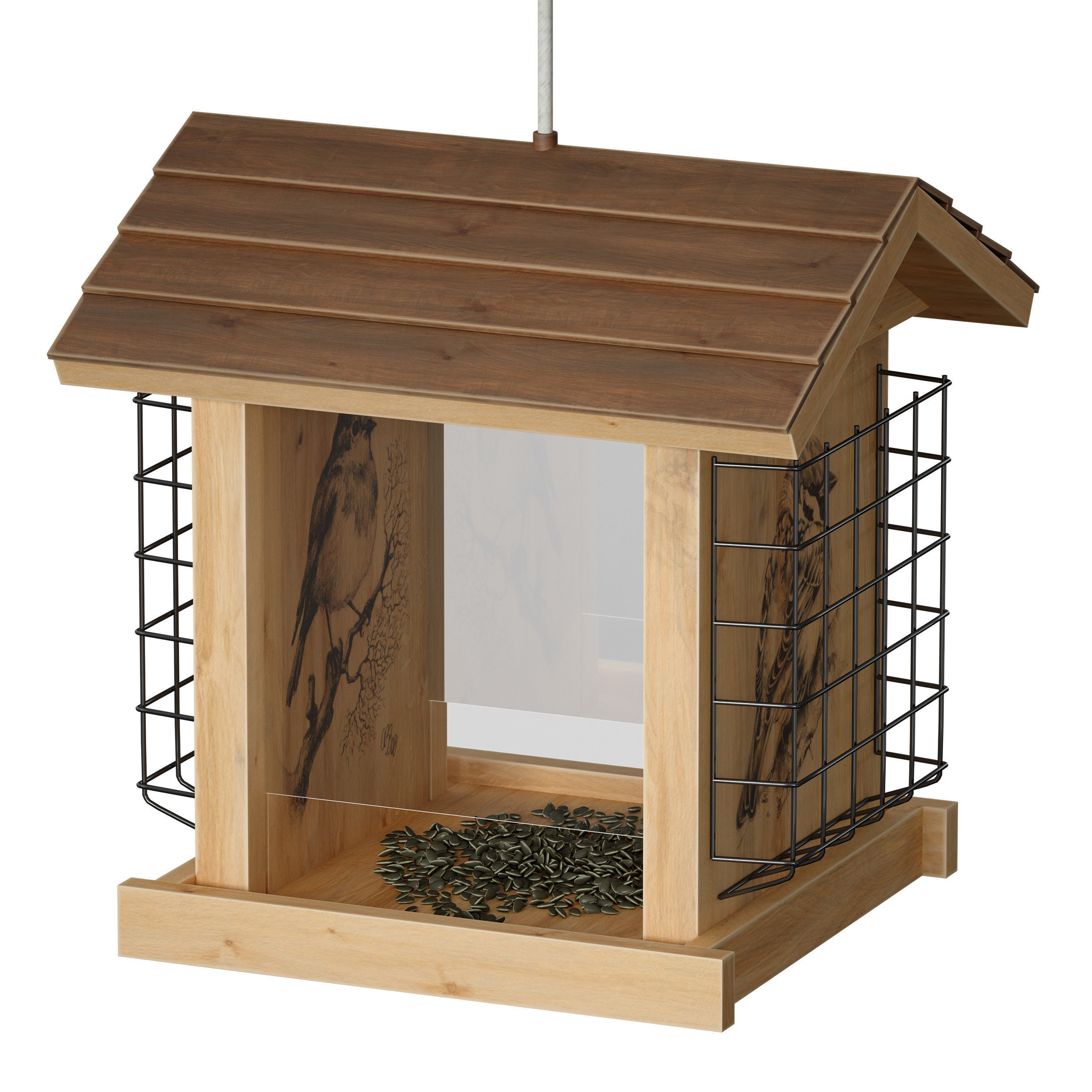 Bird feeder cage birdhouse 3D model_7