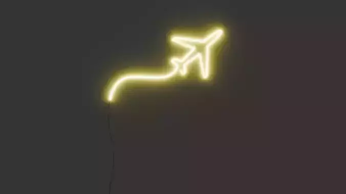 aeroplane neon light sign 3D model