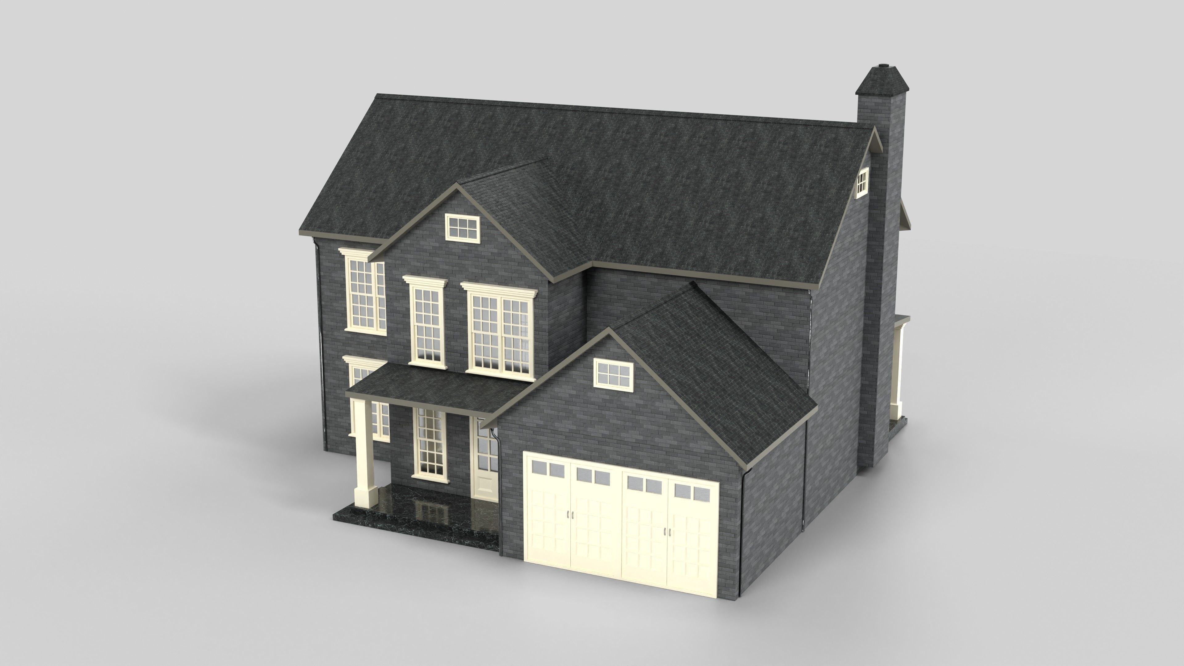 British House Design 08T1 Low-poly 3D model_5