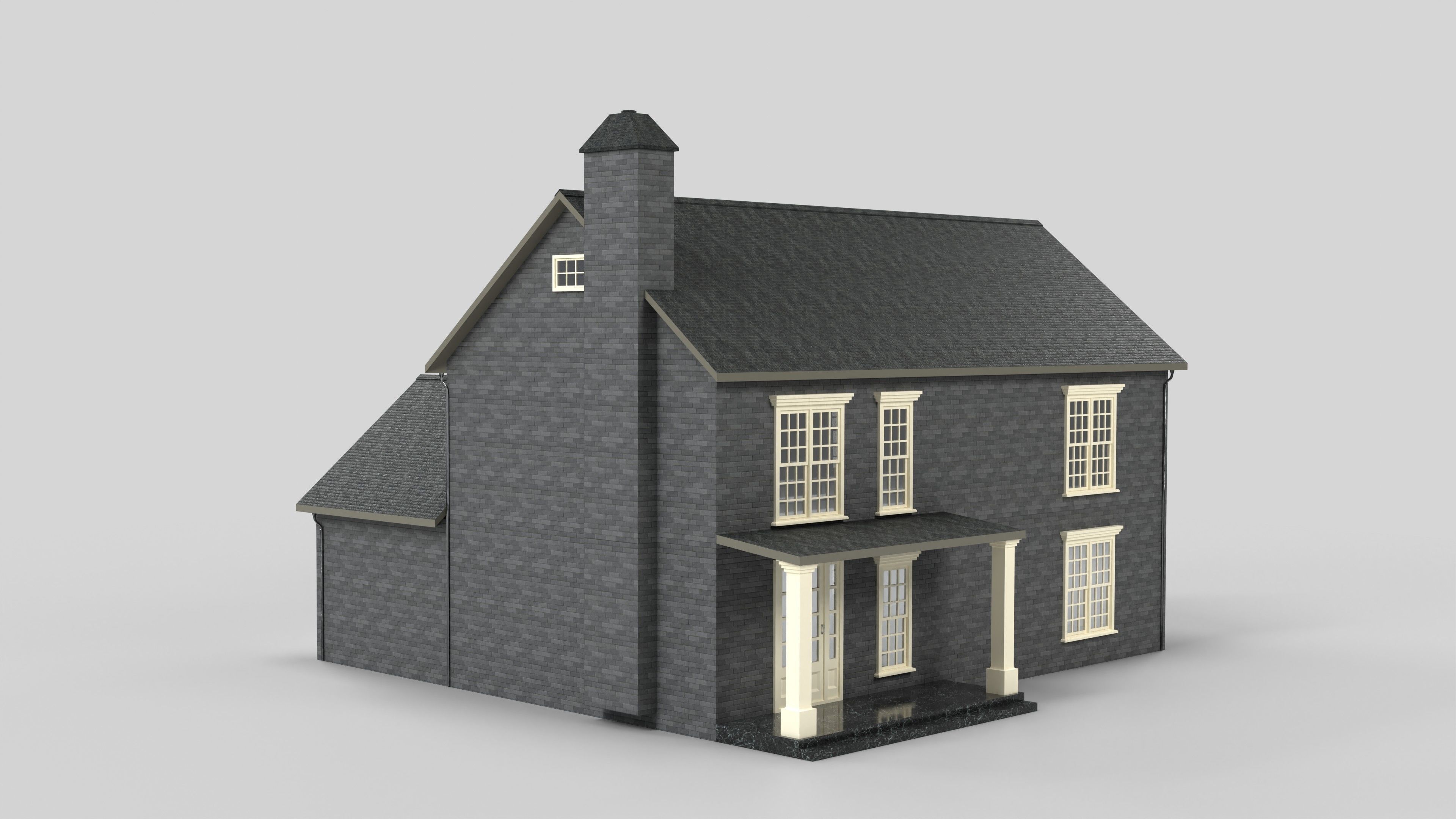 British House Design 08T1 Low-poly 3D model_3