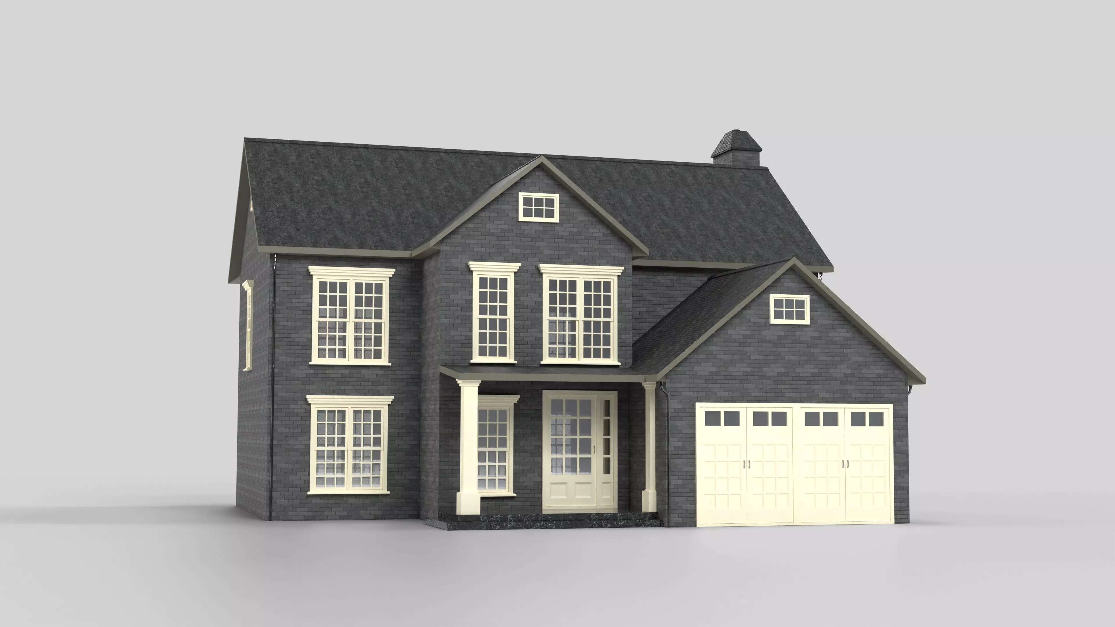 British House Design 08T1 Low-poly 3D model_0