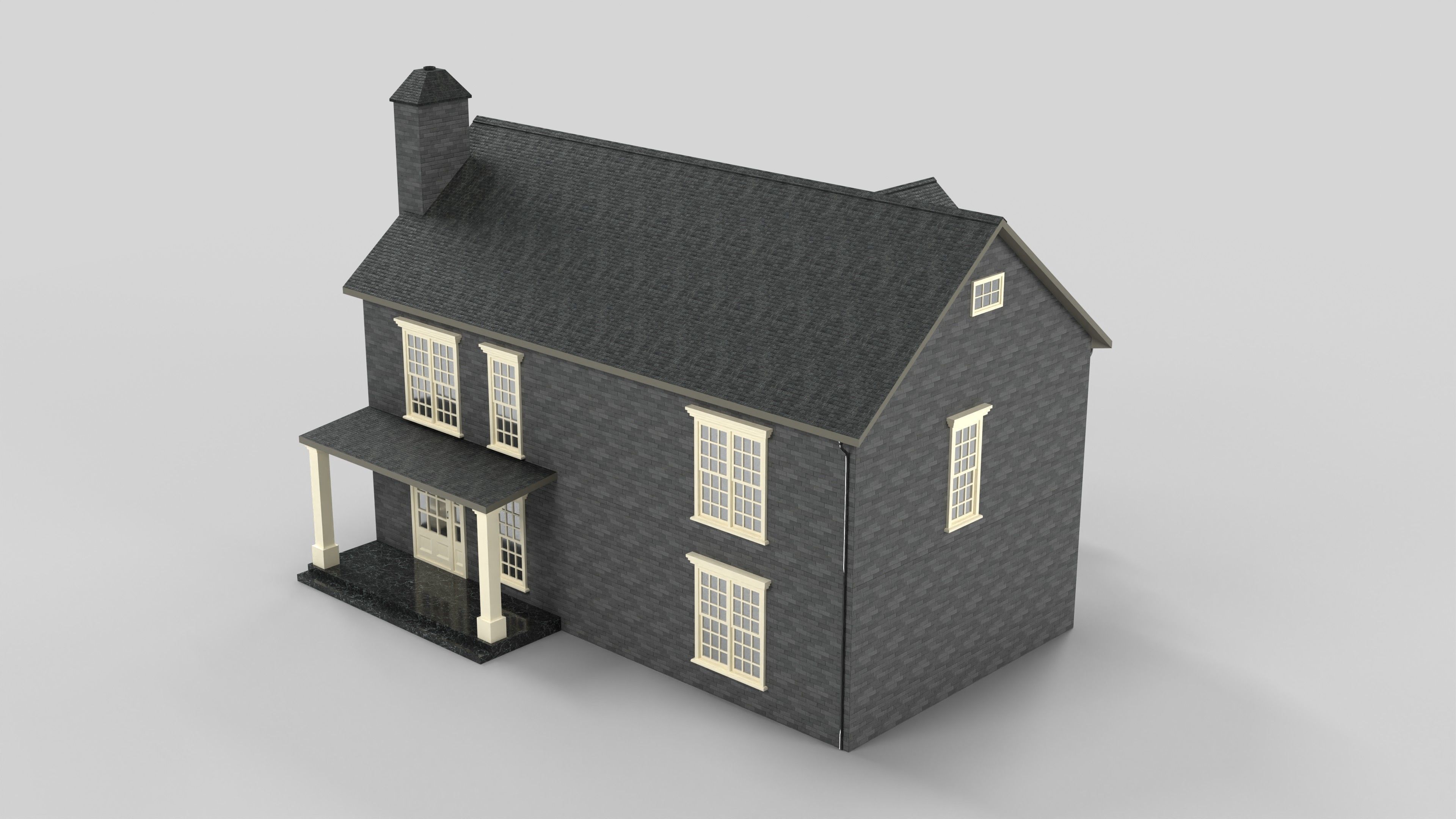 British House Design 08T1 Low-poly 3D model_2