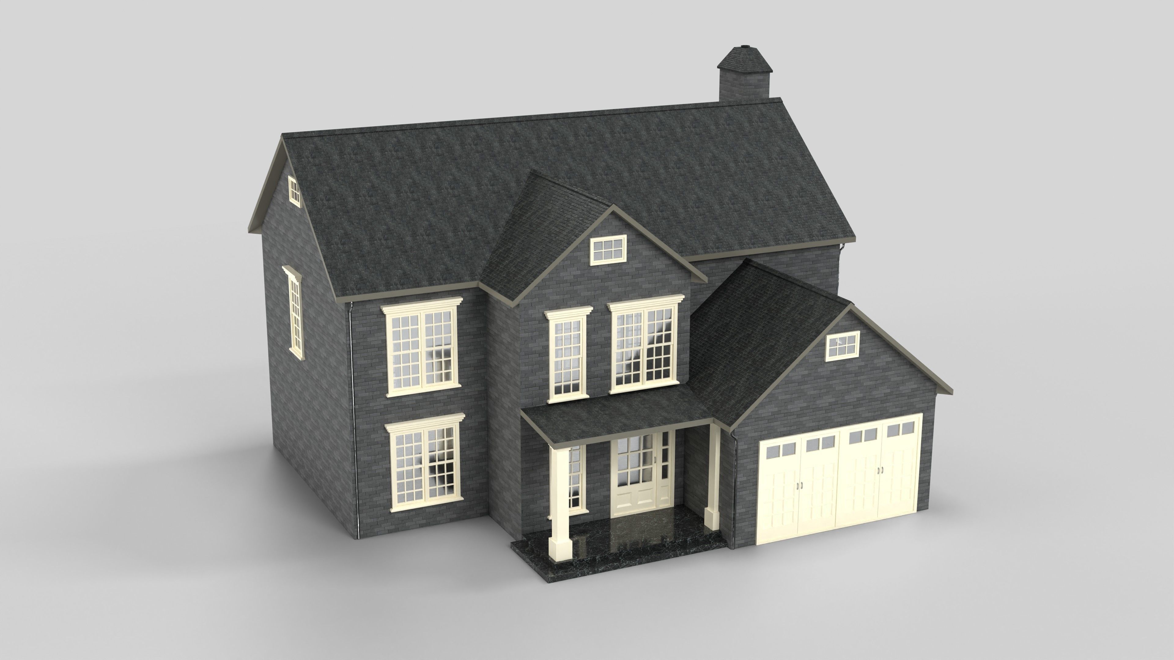 British House Design 08T1 Low-poly 3D model_1