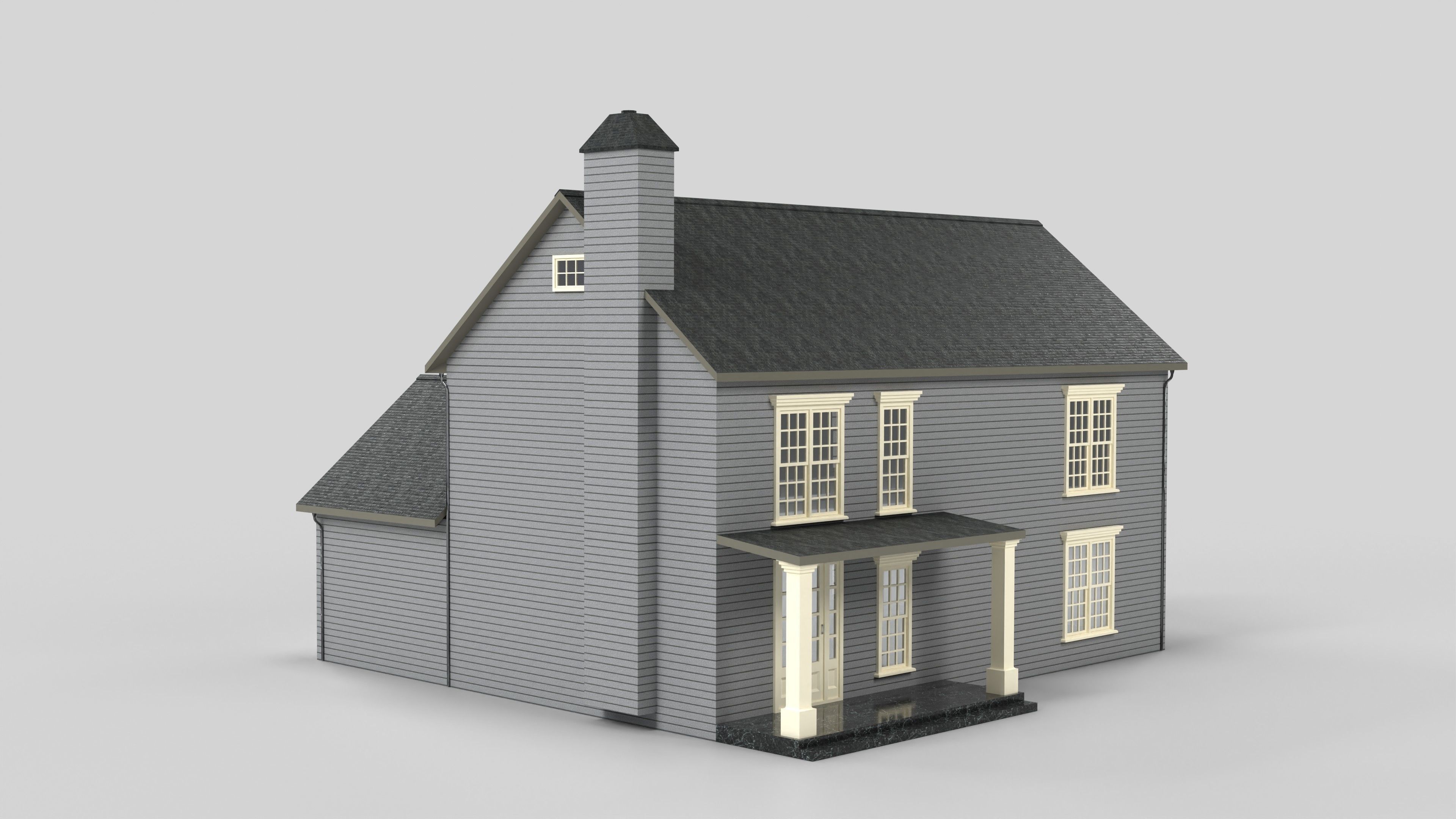 British House Design 08T2 Low-poly 3D model_3