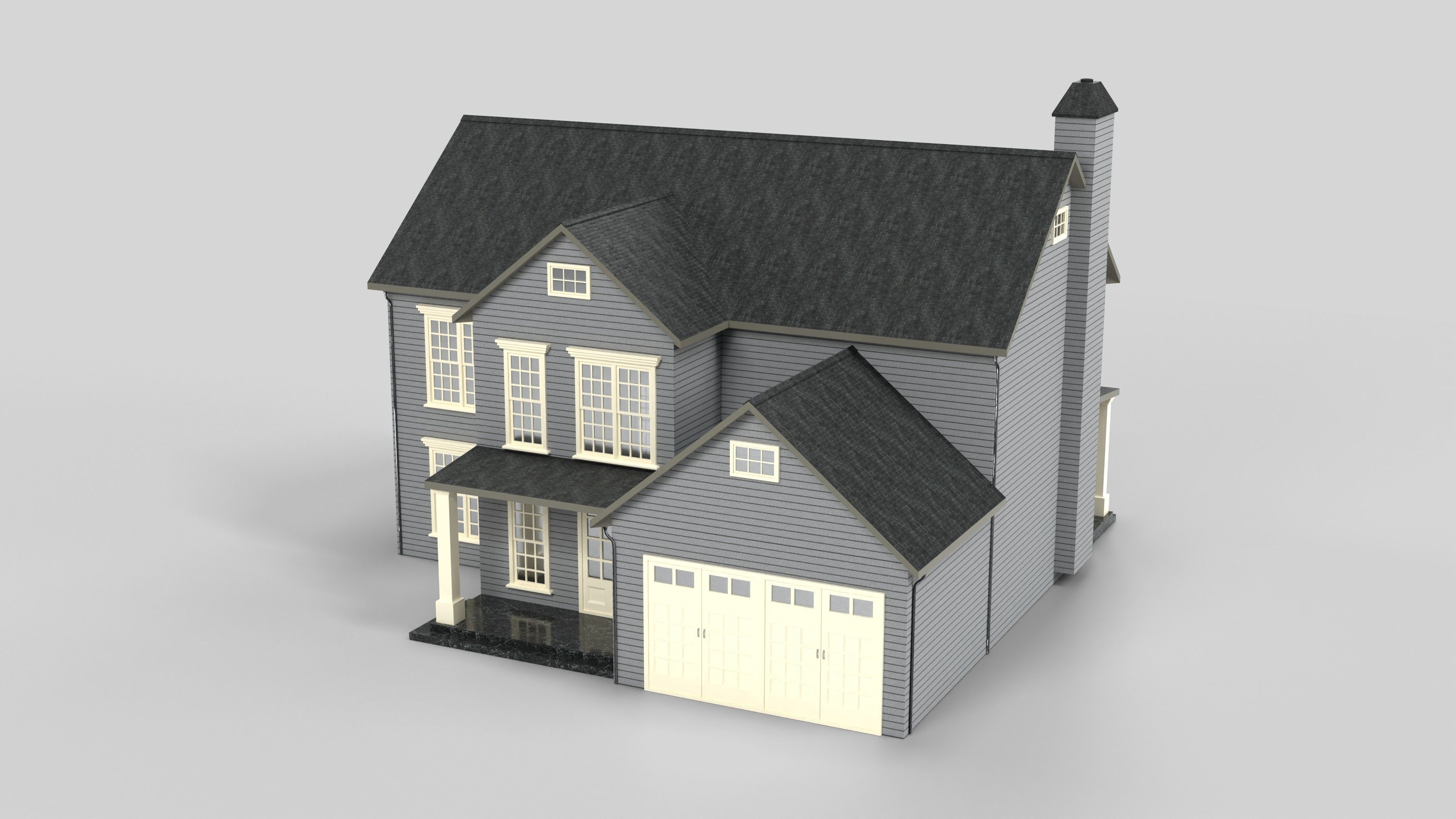 British House Design 08T2 Low-poly 3D model_5