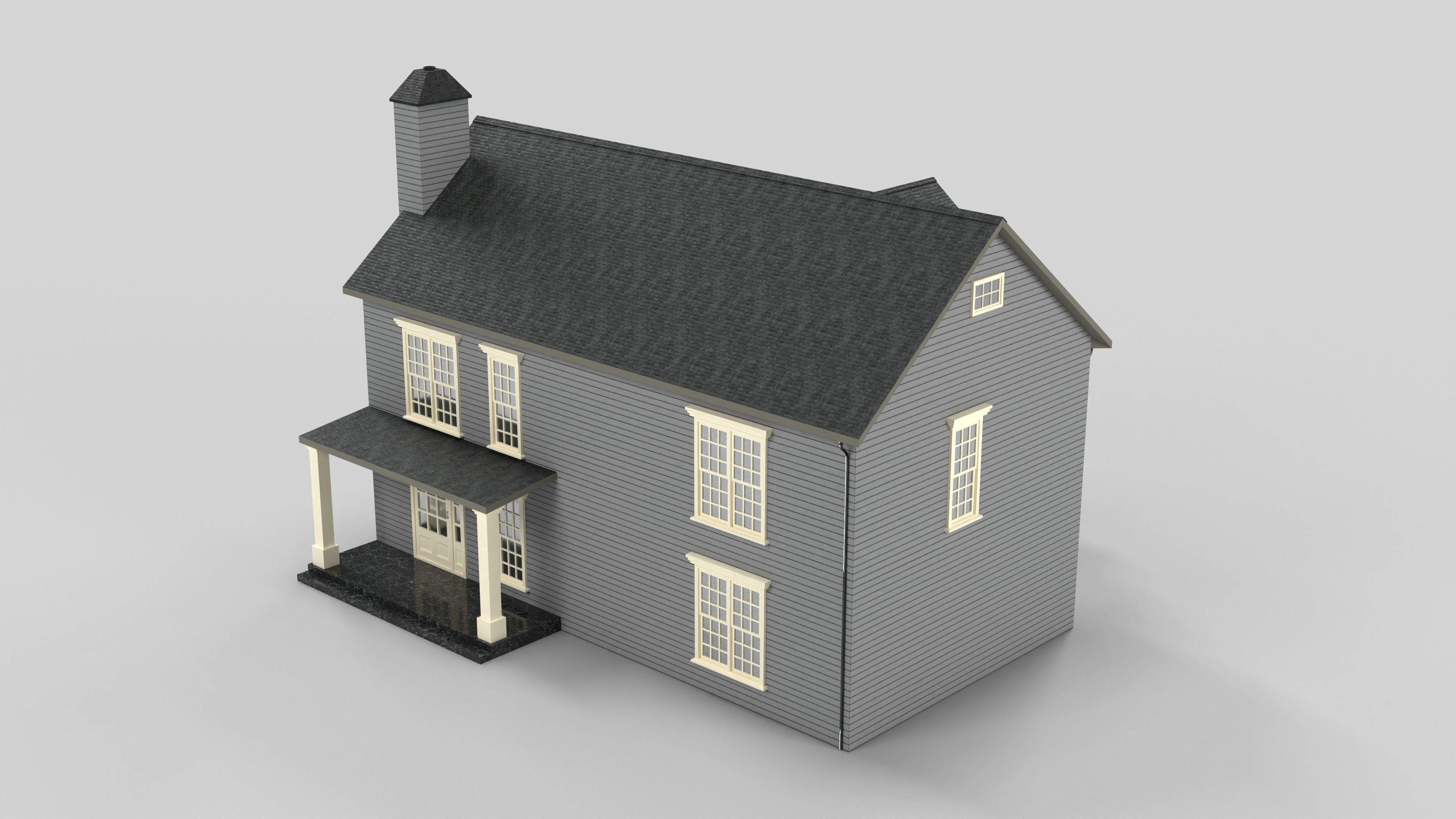 British House Design 08T2 Low-poly 3D model_2