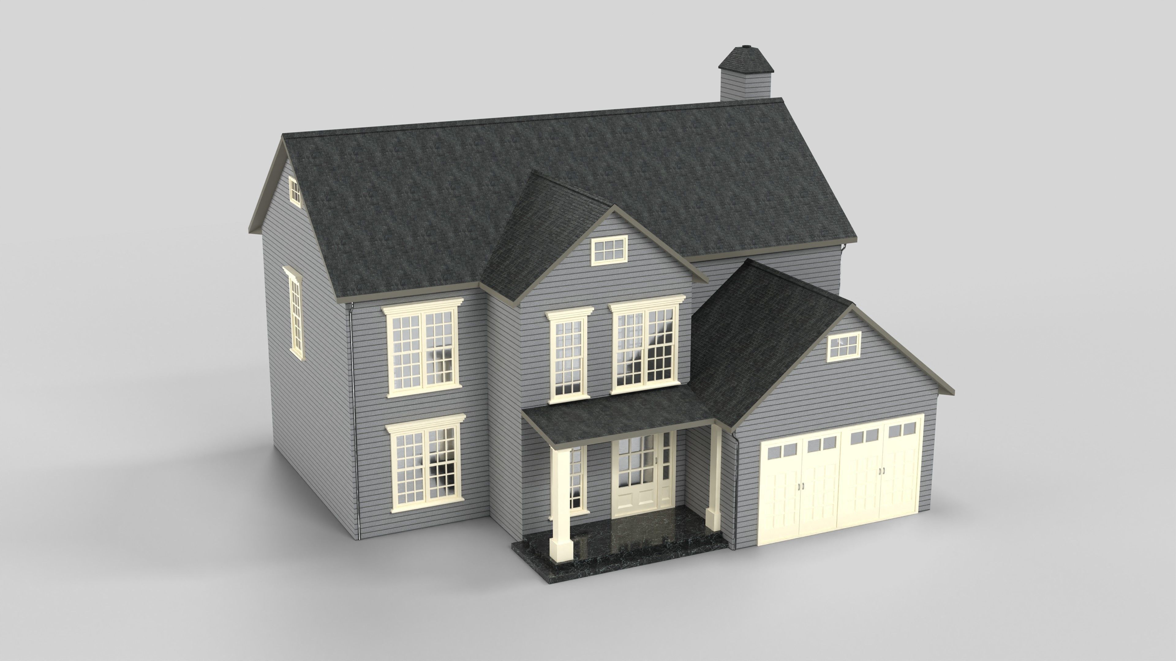 British House Design 08T2 Low-poly 3D model_1