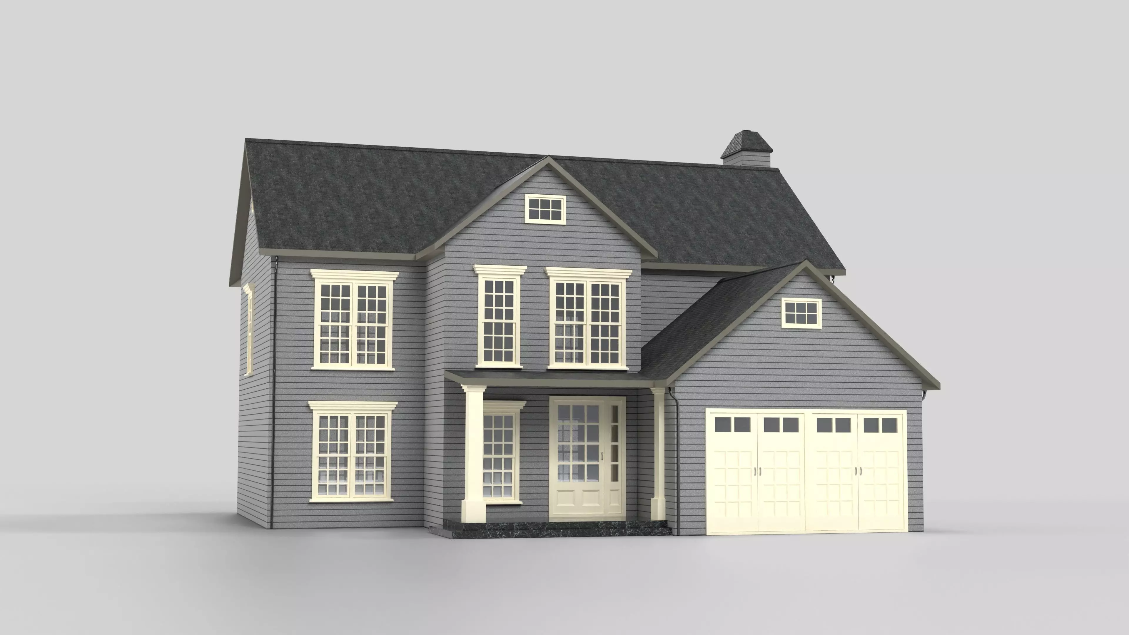 British House Design 08T2 Low-poly 3D model_0