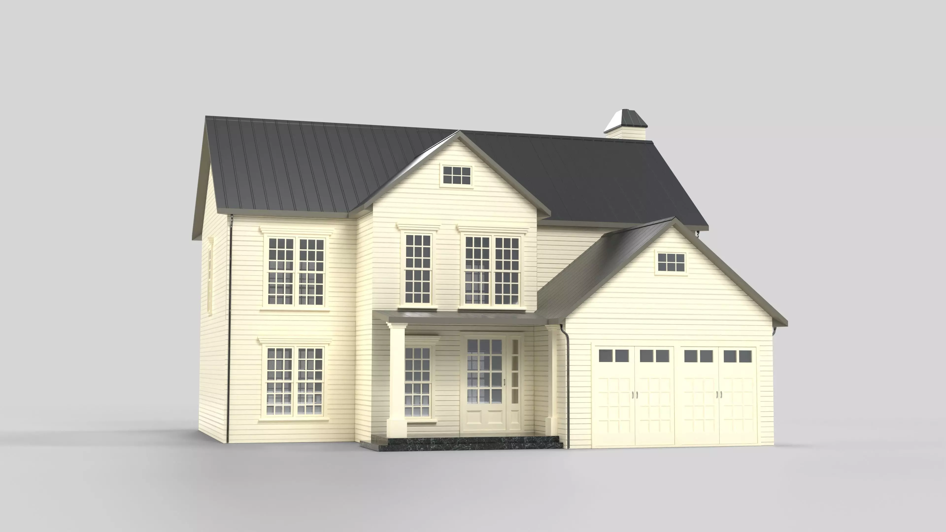 Cottage House Design 08T5 Low-poly 3D model_0