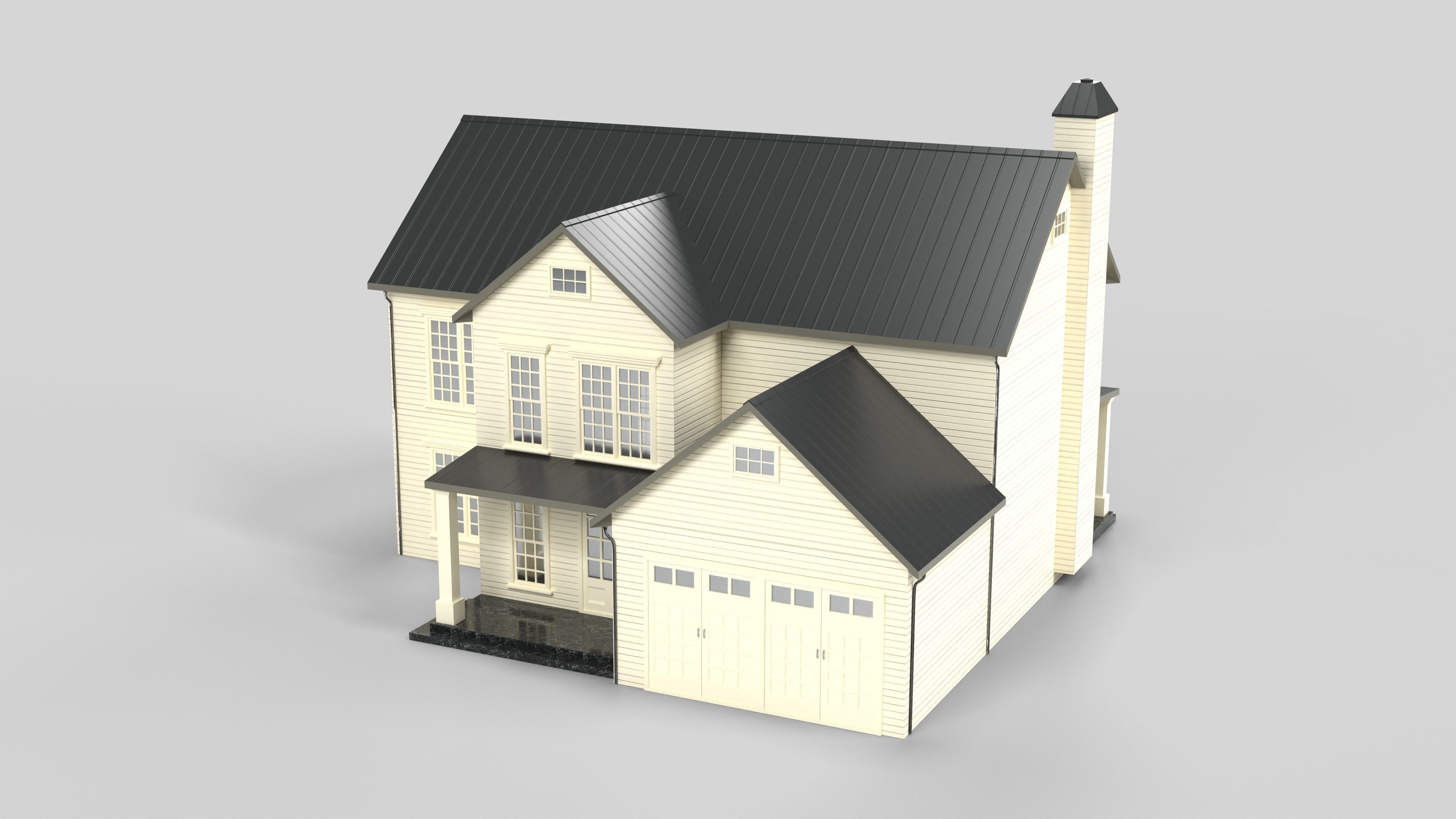 Cottage House Design 08T5 Low-poly 3D model_5