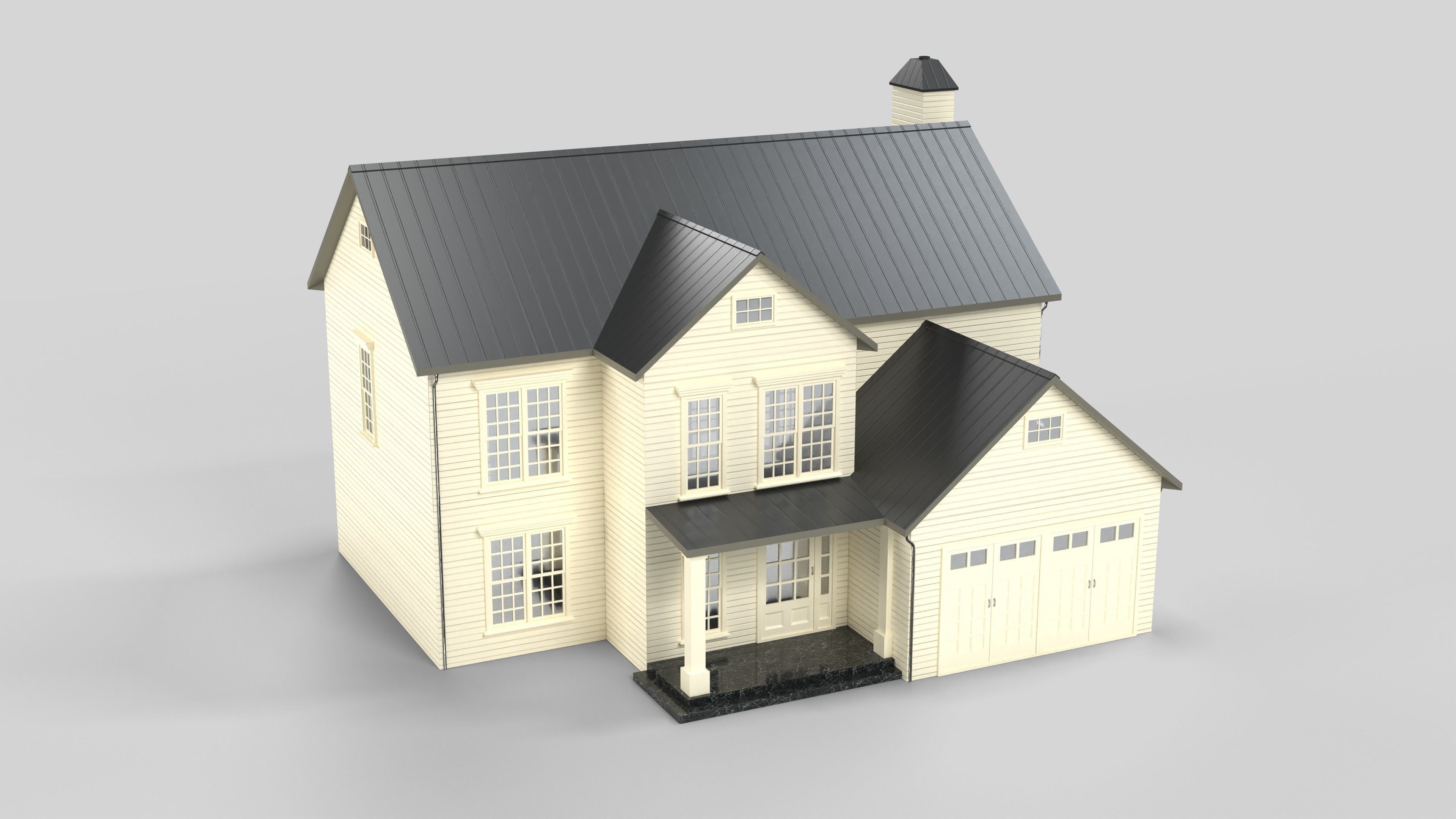 Cottage House Design 08T5 Low-poly 3D model_1