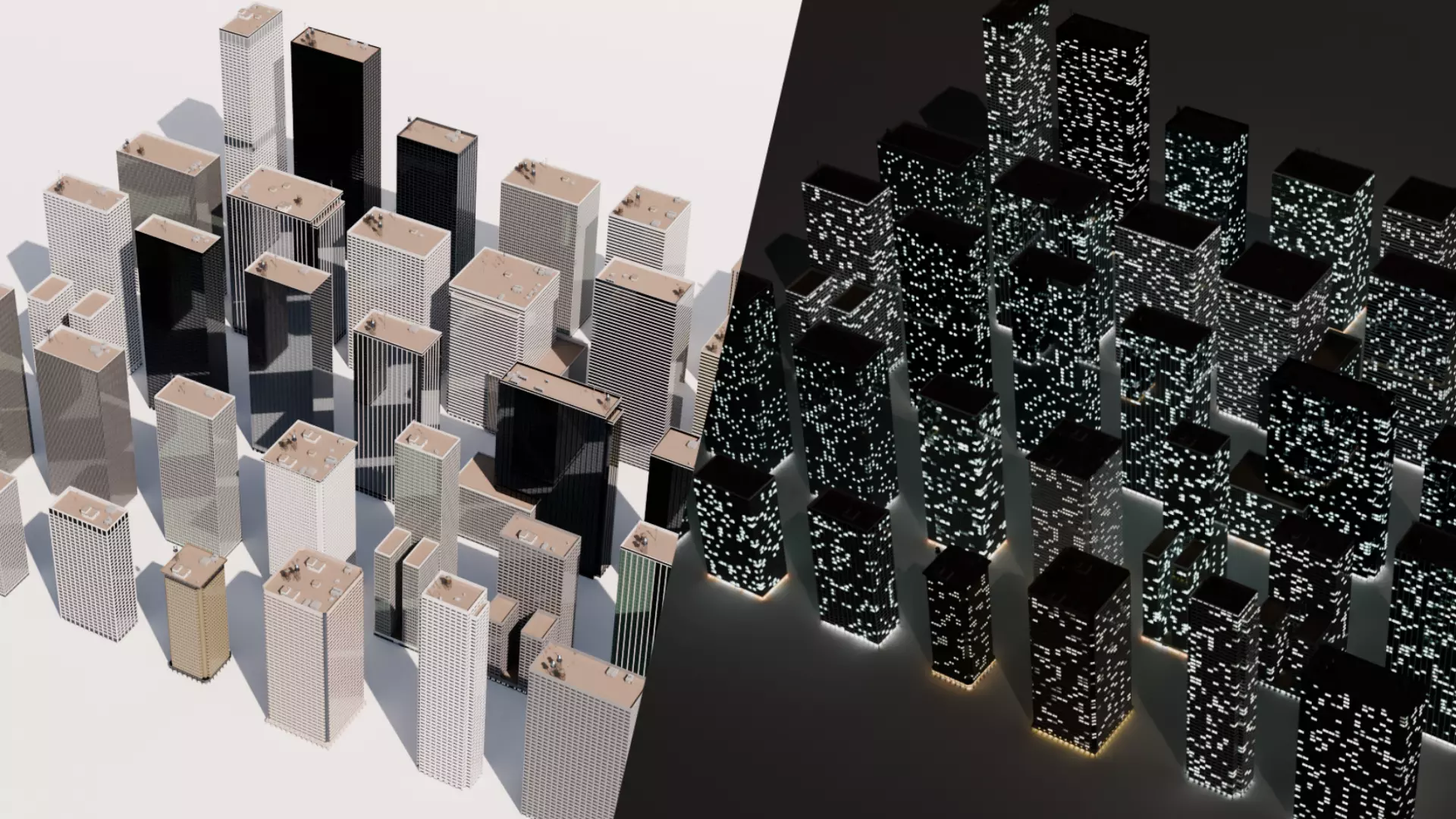 Tall Buildings - Skyscrapers  Low-poly 3D model_0