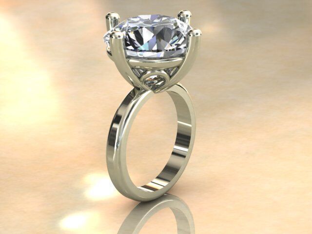 Ring with stone 3D print model_4