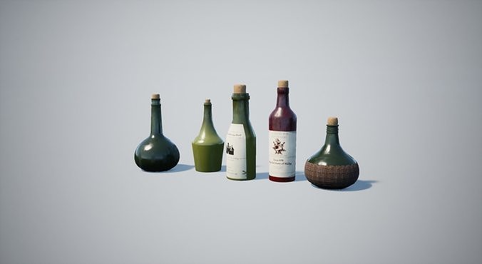 Bottle medieval tavern Low-poly 3D model