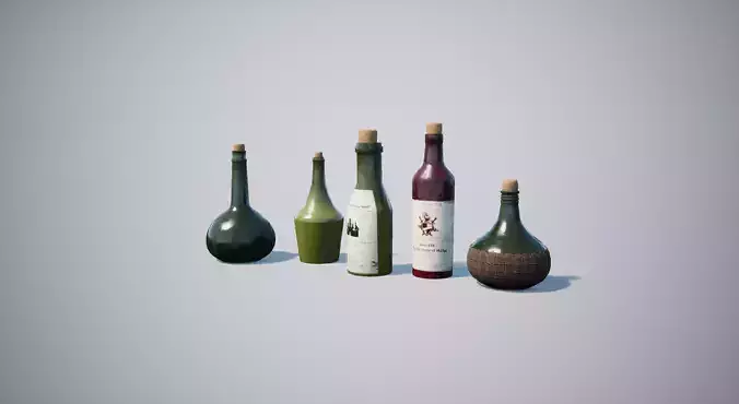 Bottle medieval tavern Low-poly 3D model