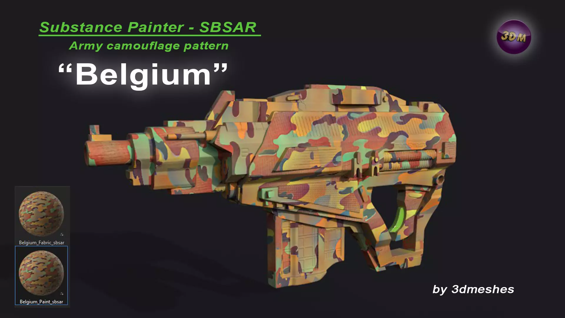 Belgium - Army Camouflage Pattern - SBSAR Material 3D model