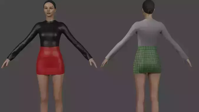 Long-sleeved shirt with short skirt 