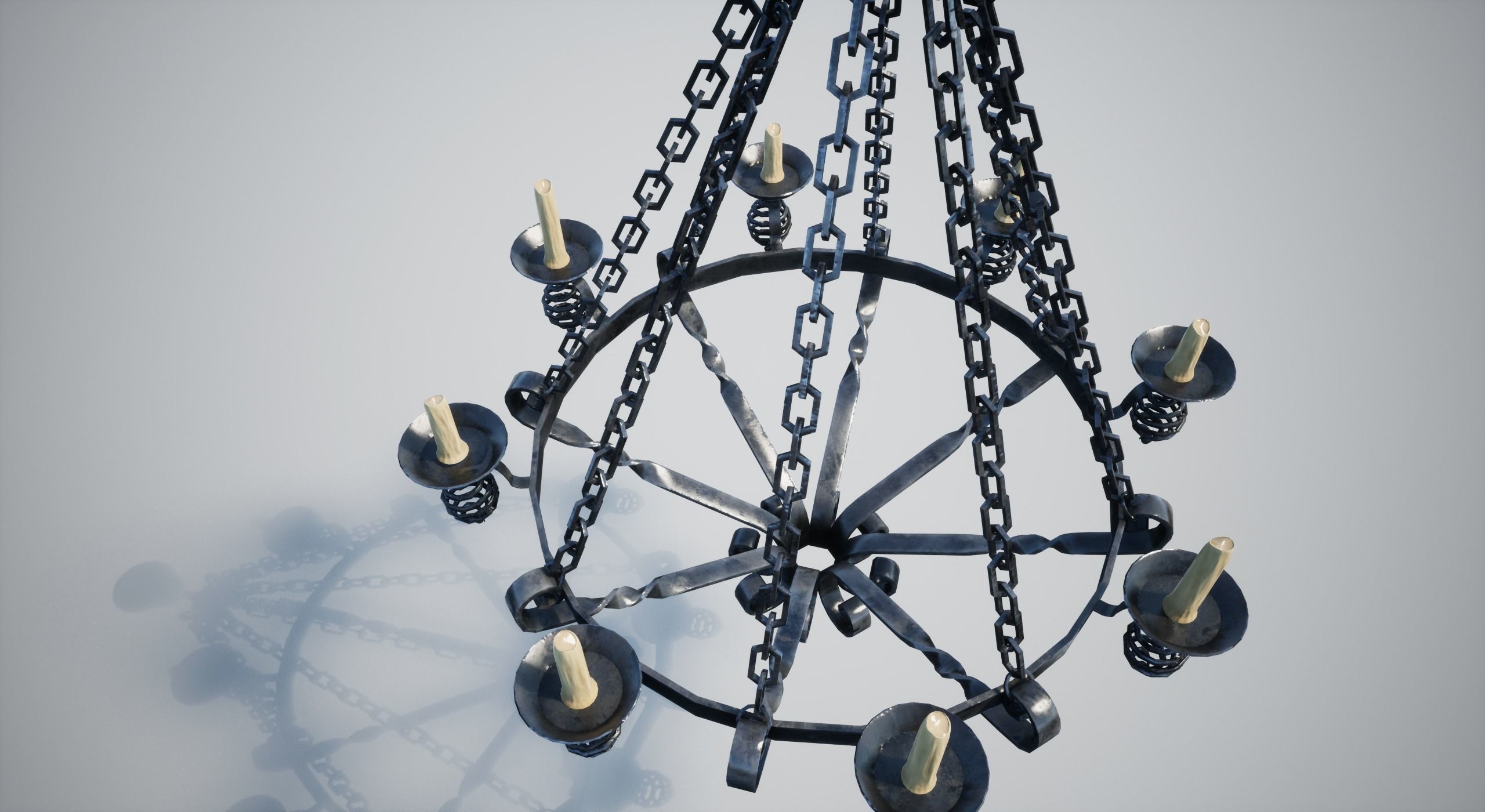 Medieval Chandelier Low-poly 3D model_6