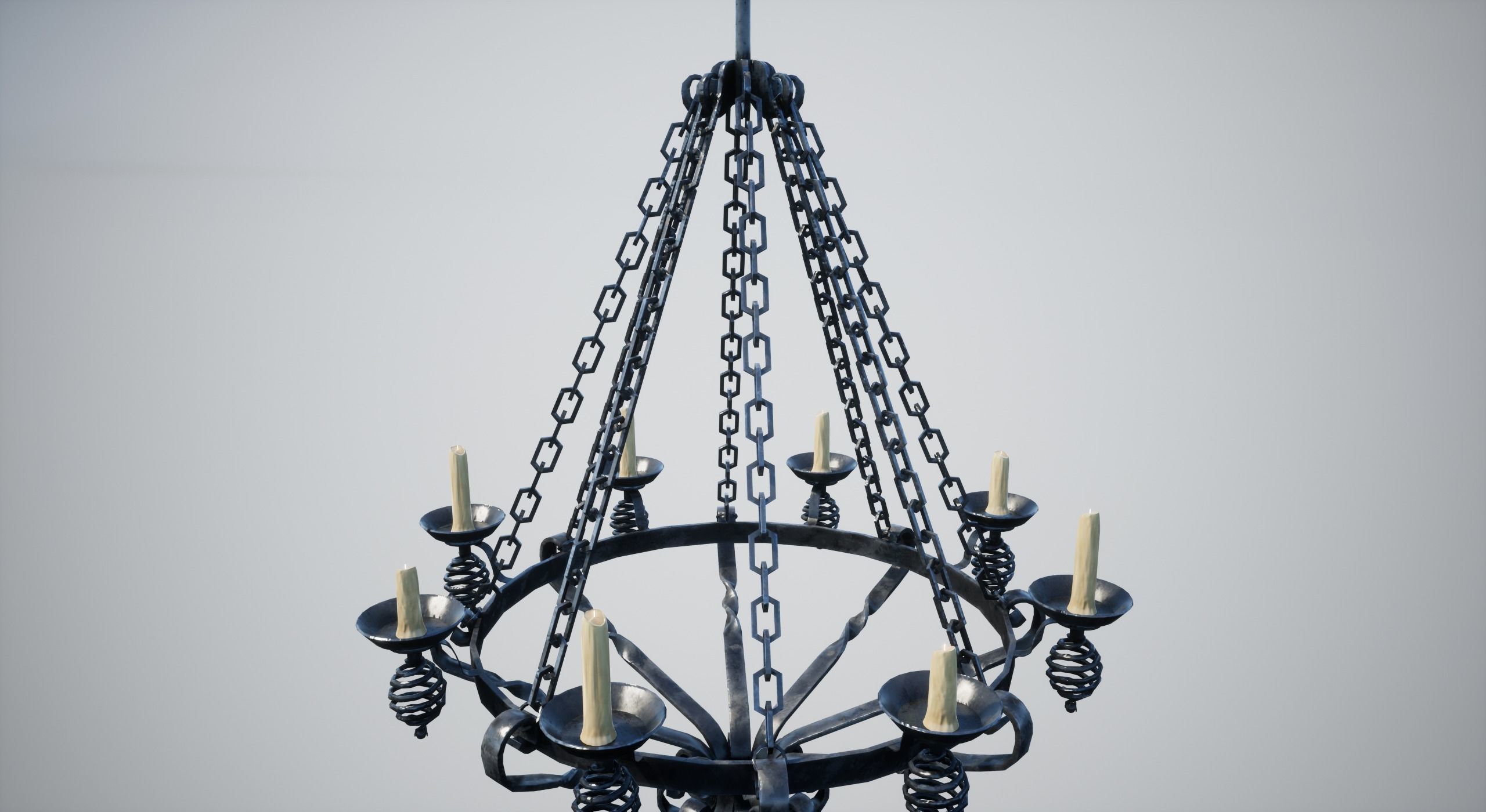 Medieval Chandelier Low-poly 3D model_5