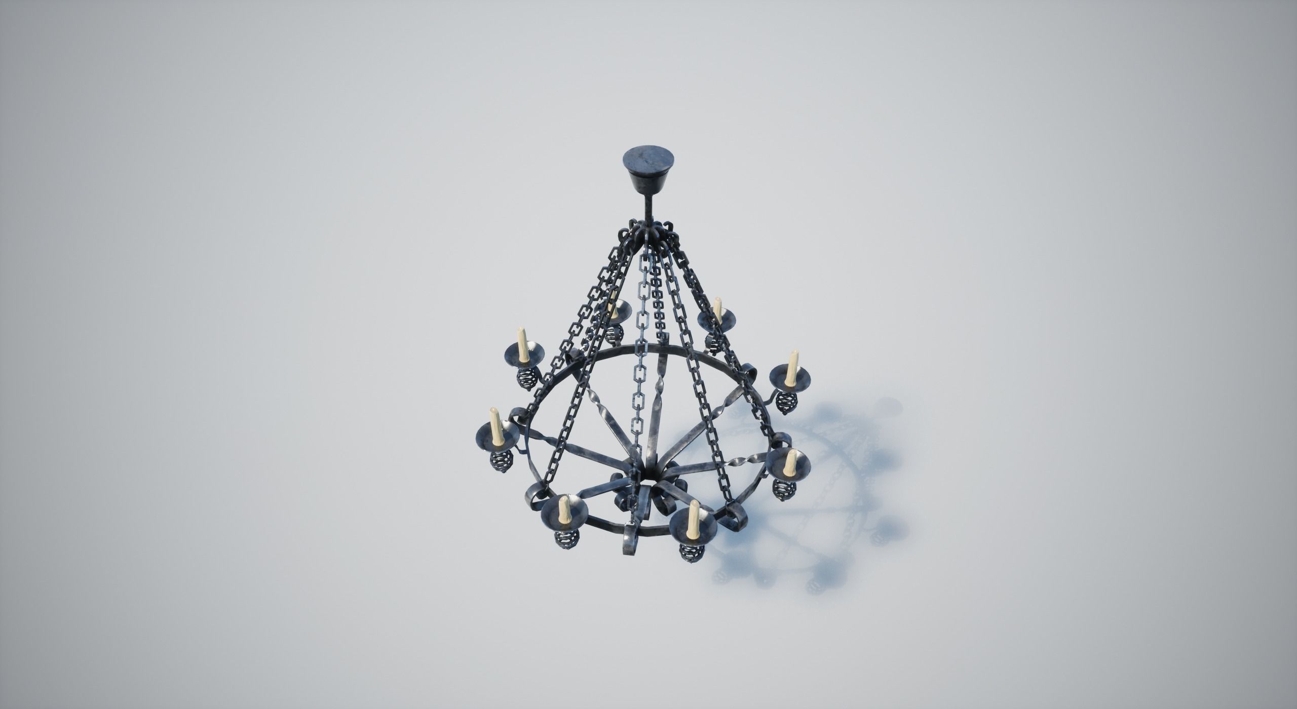 Medieval Chandelier Low-poly 3D model_3