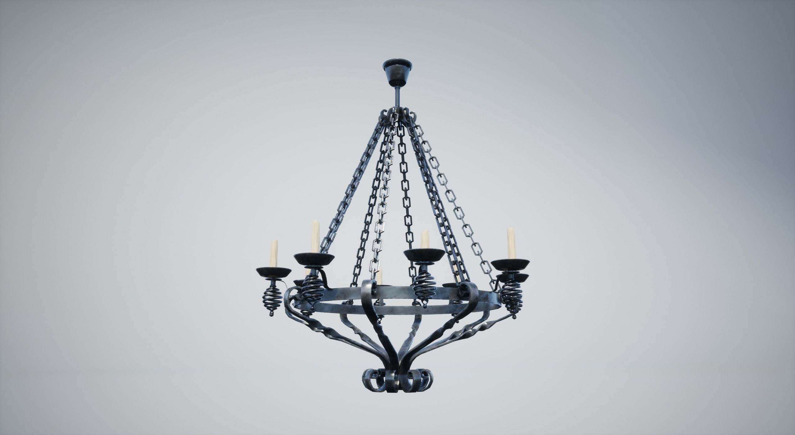 Medieval Chandelier Low-poly 3D model_2