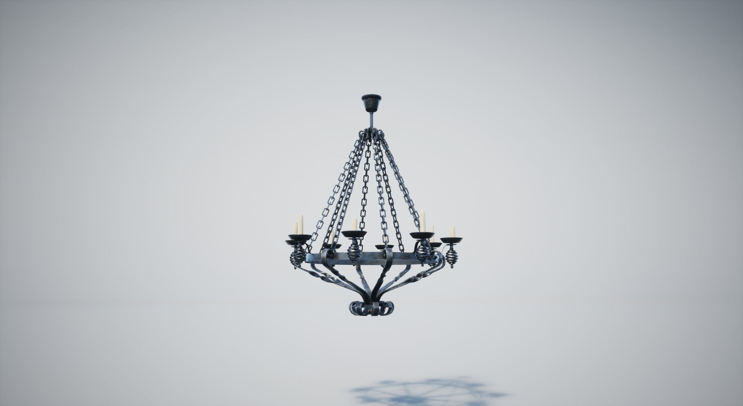 Medieval Chandelier Low-poly 3D model_4