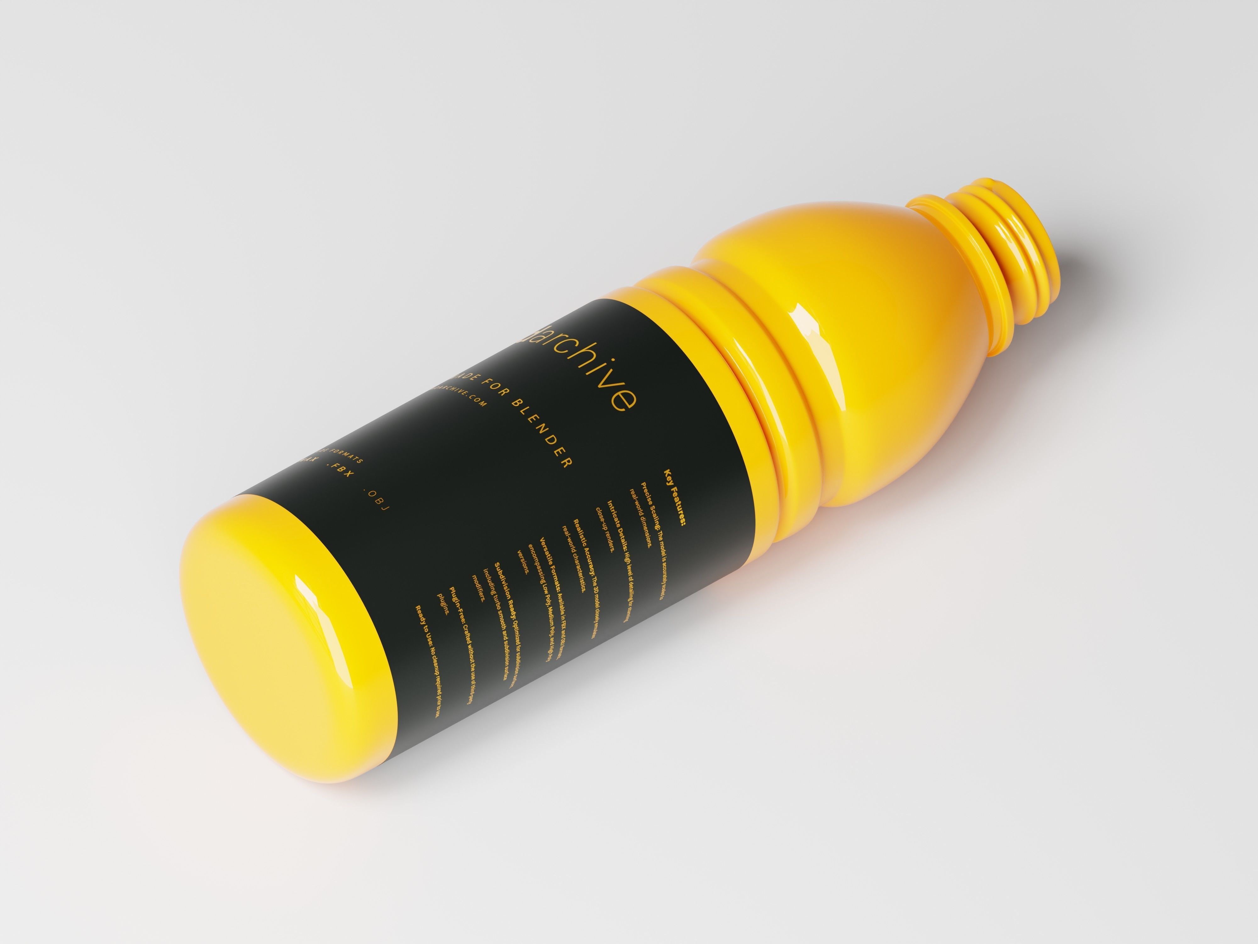 Glossy Plastic Bottle 3D Model Low-poly 3D model_8