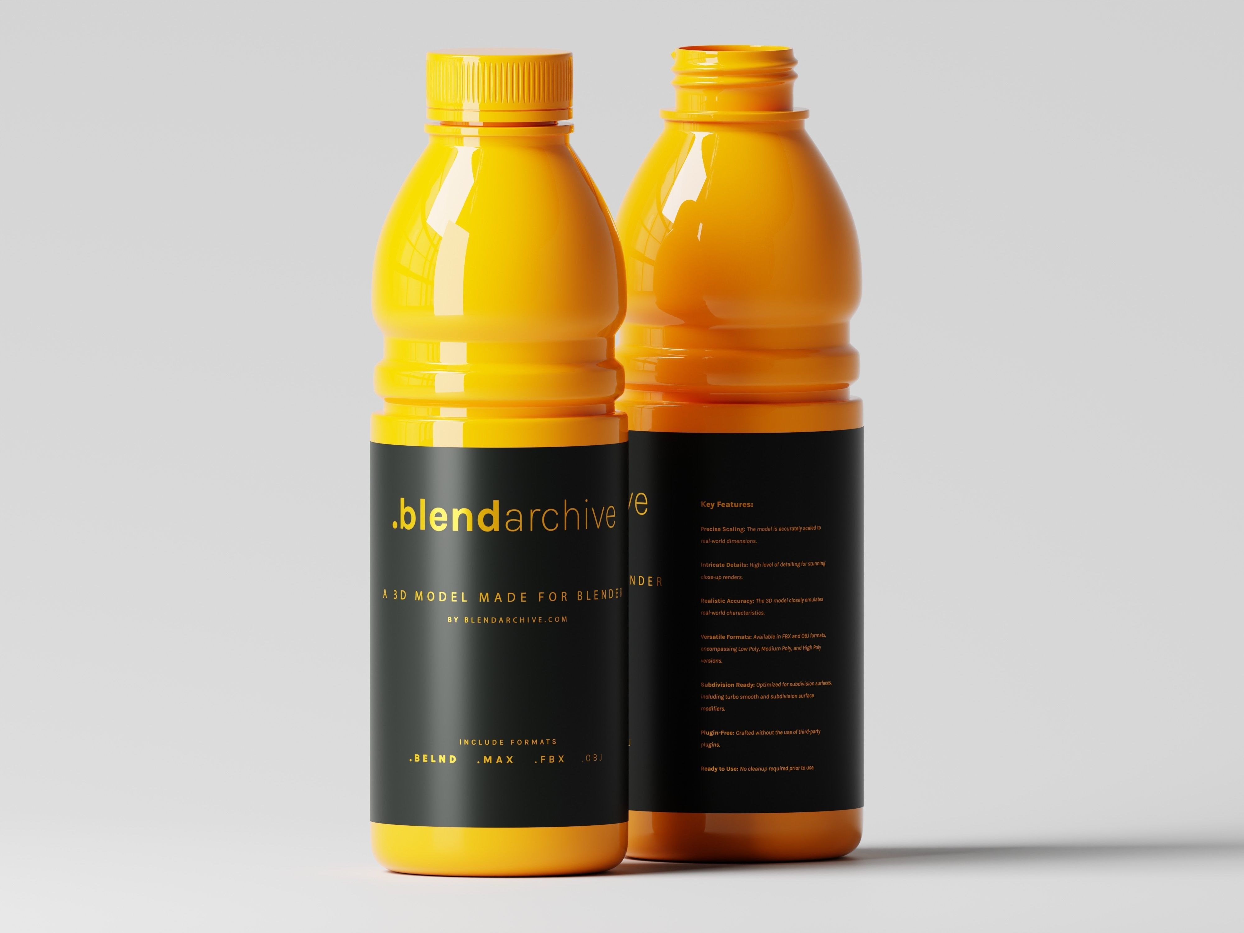 Glossy Plastic Bottle 3D Model Low-poly 3D model_3