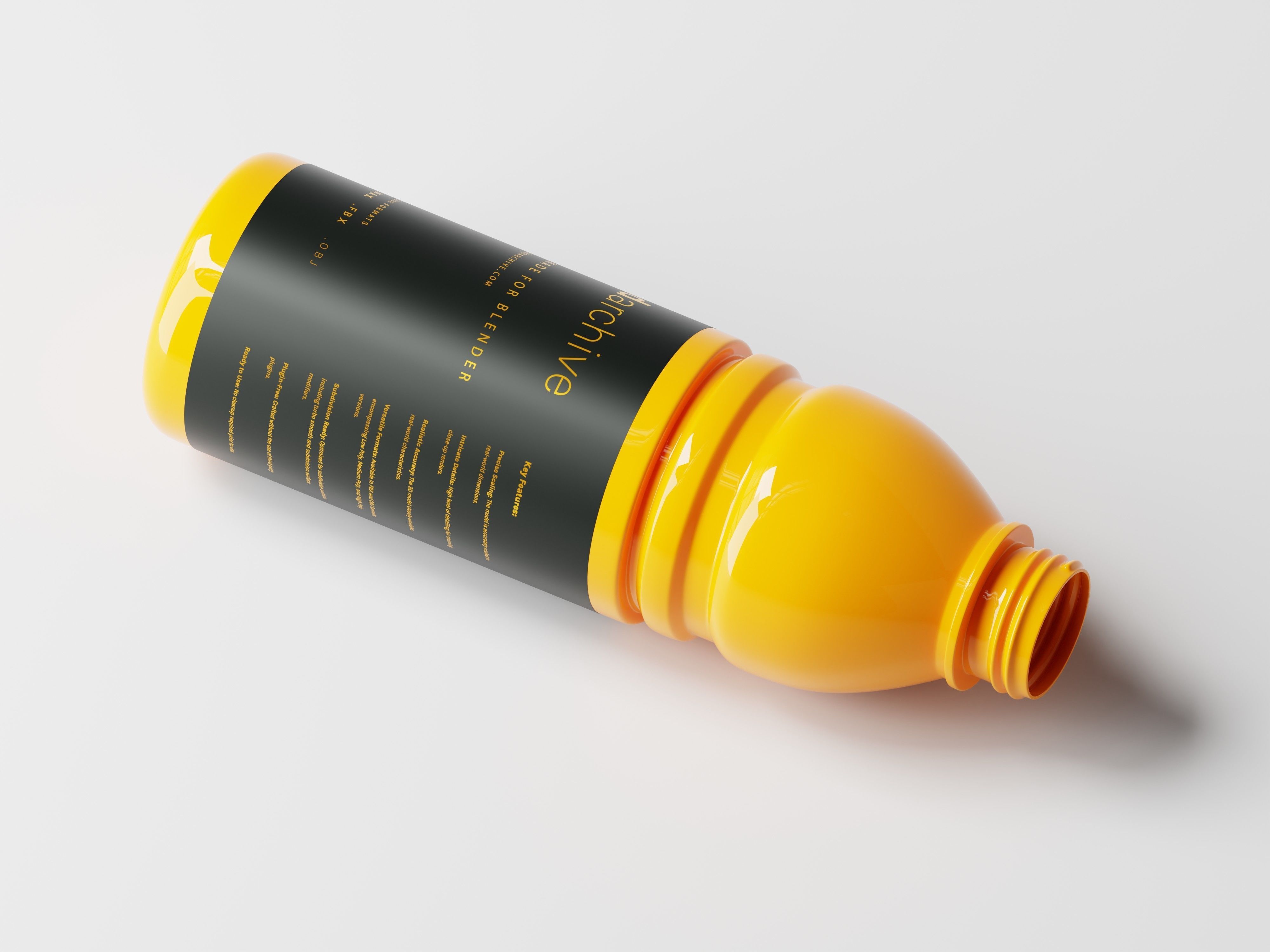 Glossy Plastic Bottle 3D Model Low-poly 3D model_9