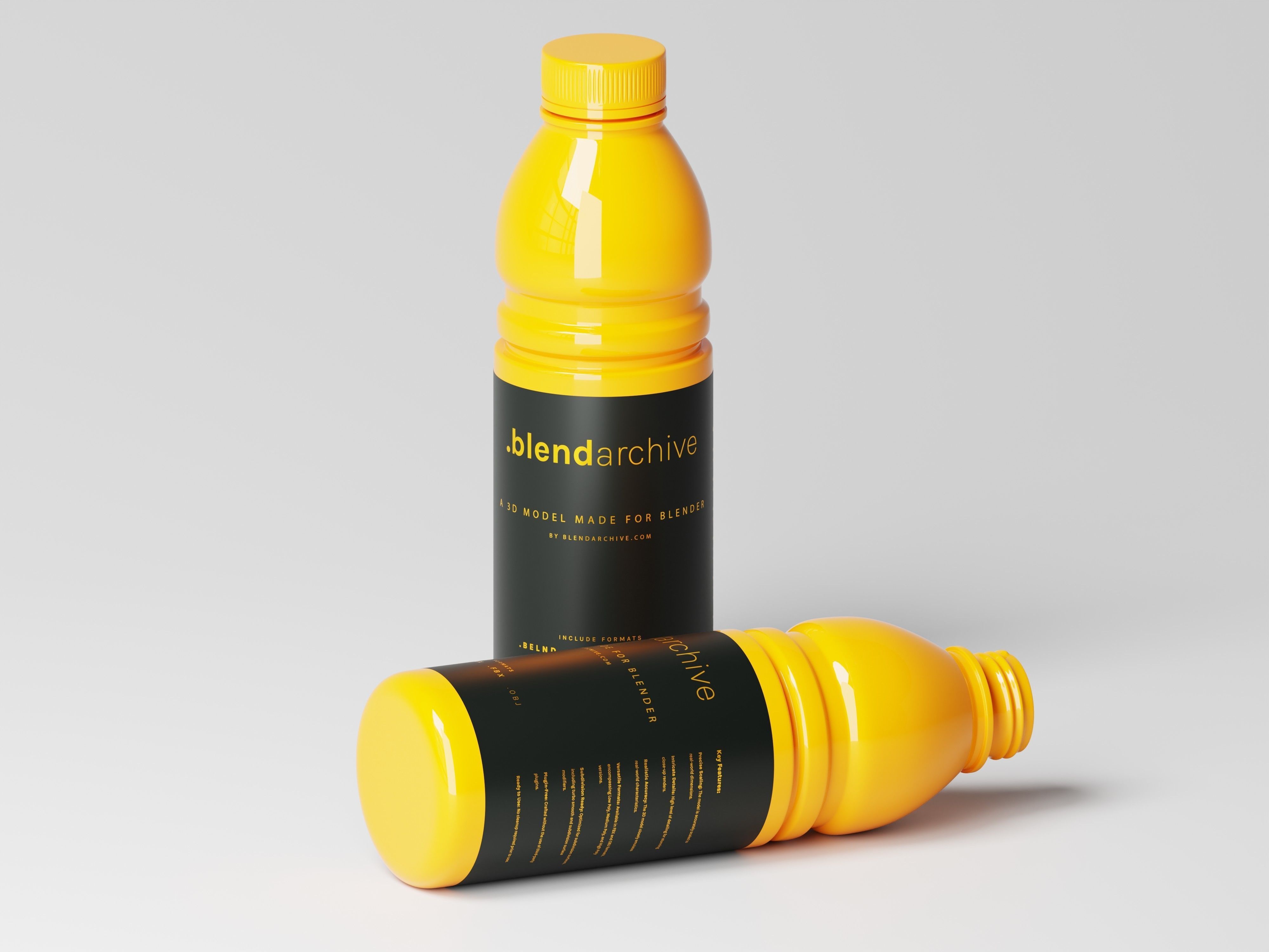 Glossy Plastic Bottle 3D Model Low-poly 3D model_7